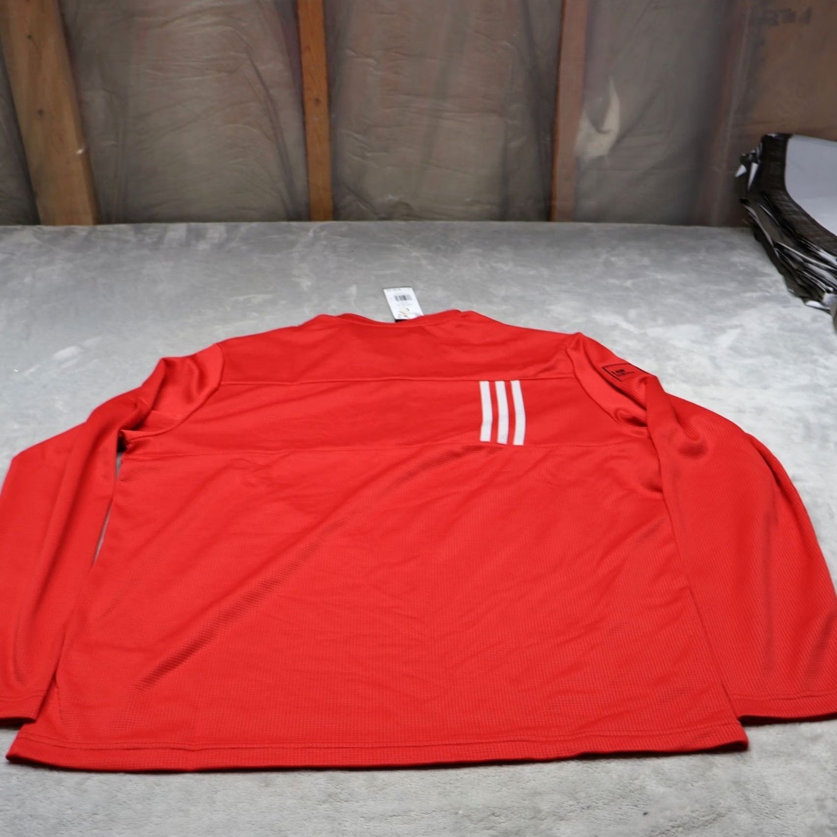 Adidas Adidas Sweatshirt Mens Large Red 3-Stripes Quarter-Zip Pullover Knit Solid Long Sleeve Sports Lightweight Moisuture Wicking Training Gym Running 4 Zip Size US L / EU 52-54 / 3 - 6 Thumbnail