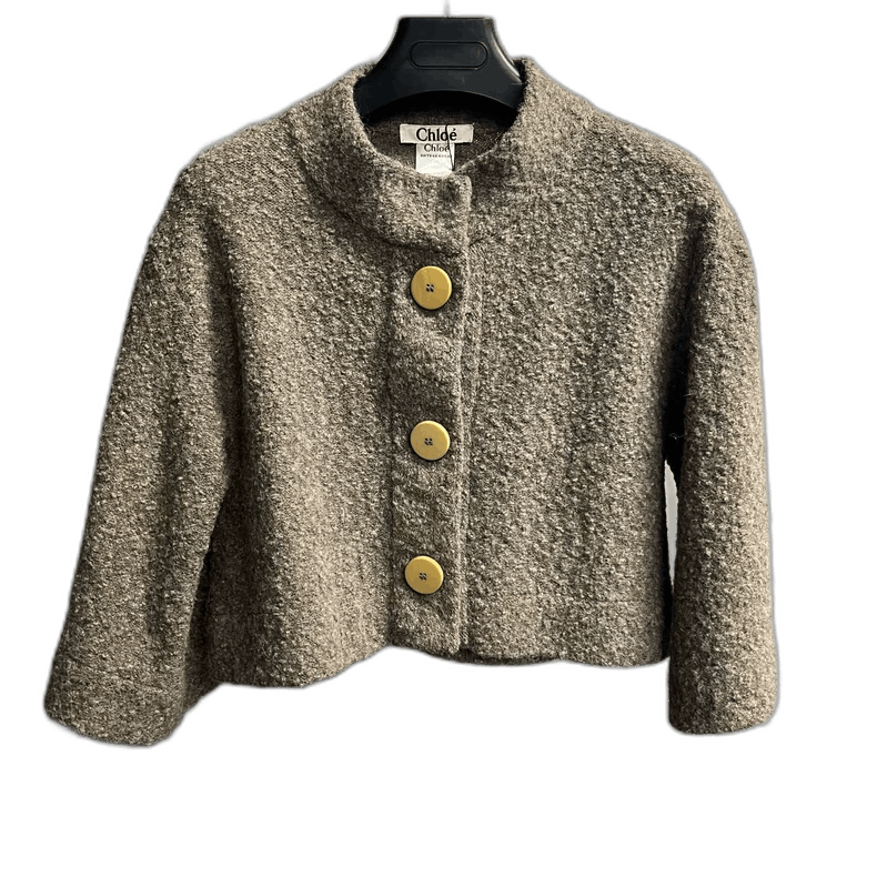 Chloe Chloe Gray Wool Short Jacket with Buttons Size US M / EU 48-50 / 2 - 1 Thumbnail