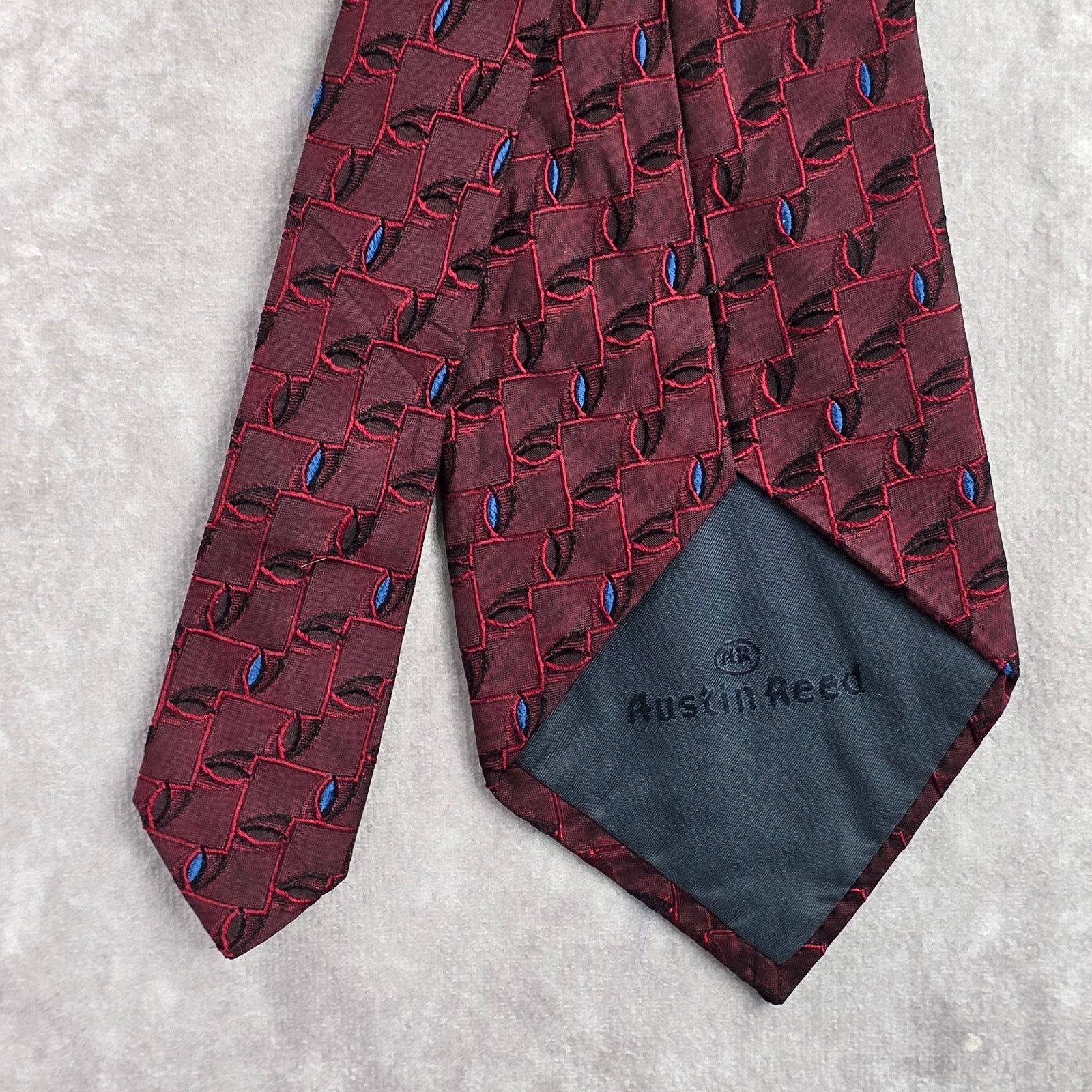 Austin Reed Austin Reed Red Blue Geometric Silk England Neck Tie NWOT Size 28 - 6 Thumbnail