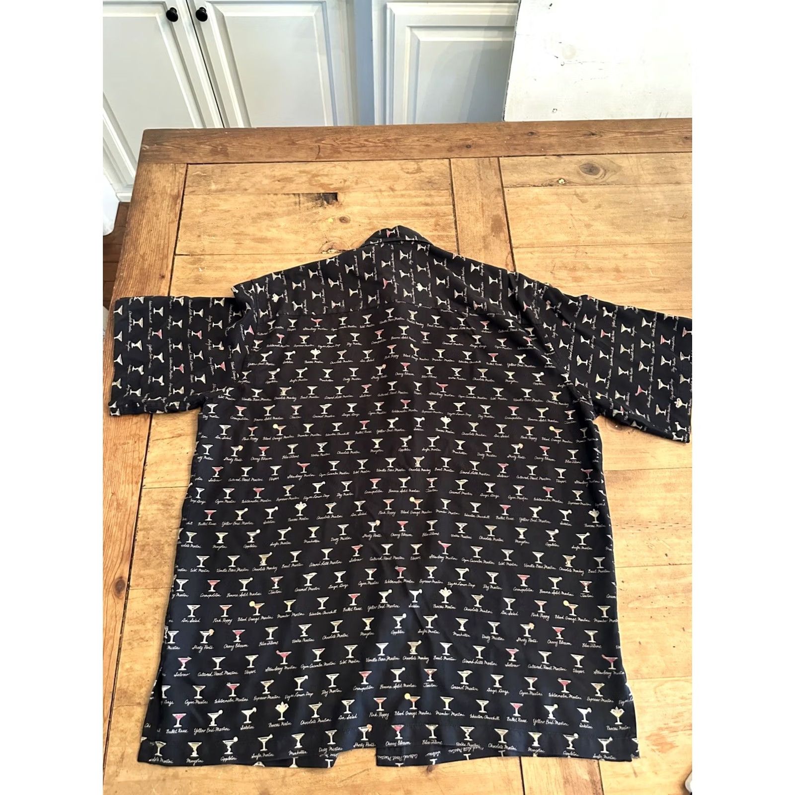Tori Richard Tori Richard Martini Glass 100% Silk Shirt Medium Black Button-Up Pocketed Mens Silk Shirt Size US M / EU 48-50 / 2 - 6 Thumbnail