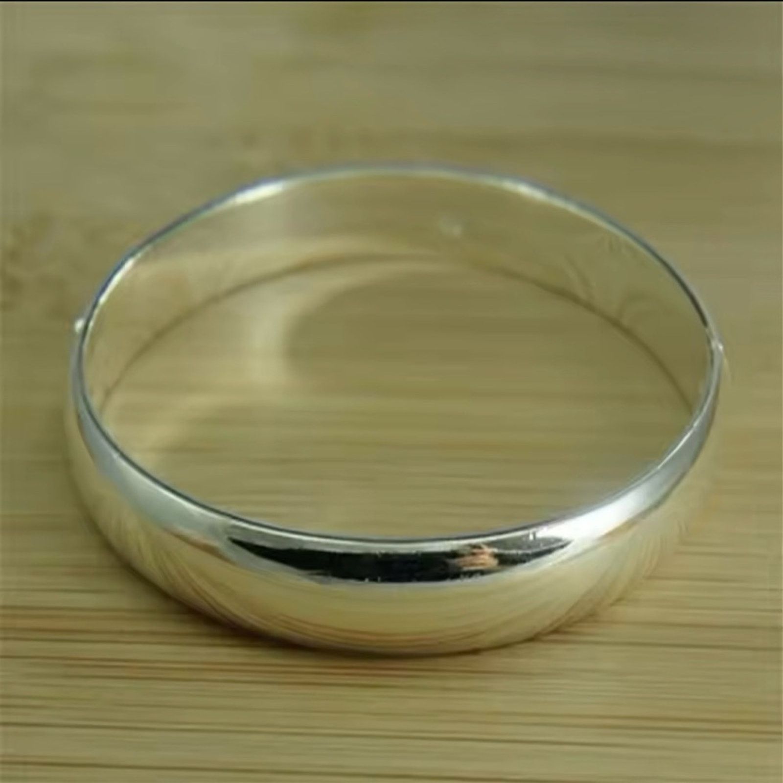 Other Sterling Silver Bracelet Simple Glossy Open Solid Bangle Size ONE SIZE - 6 Thumbnail