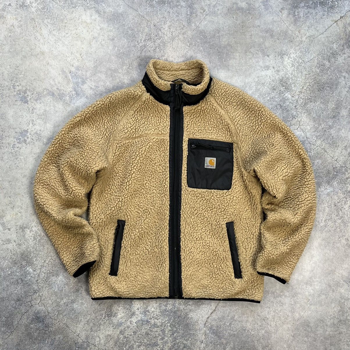 image of Carhartt Wip Prentis Liner Sherpa Fleece Jacket in Beige, Men's (Size Small)