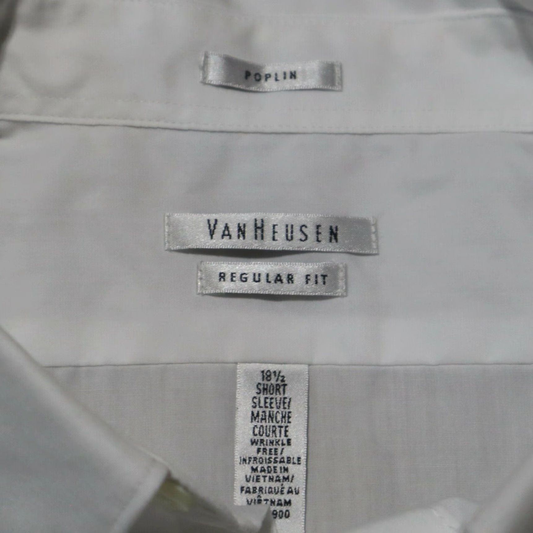 Van Heusen VINTAGE Van Heusen White Dress Shirt Men 18.5 Solid Collar Size 48R - 3 Thumbnail