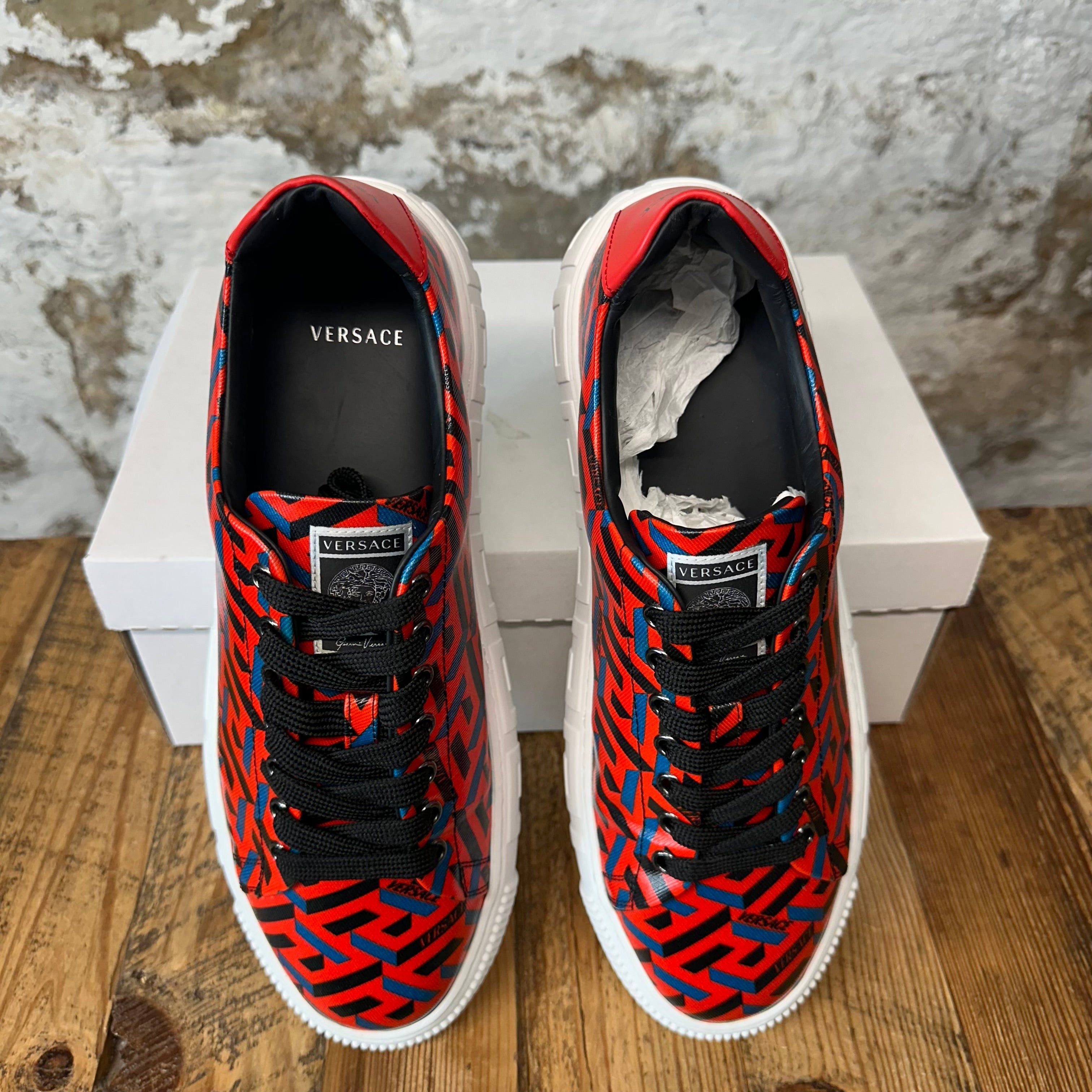 Versace Versace La Greca Red White Sneaker Sz 10 (43) Size US 10 / EU 43 - 4 Thumbnail