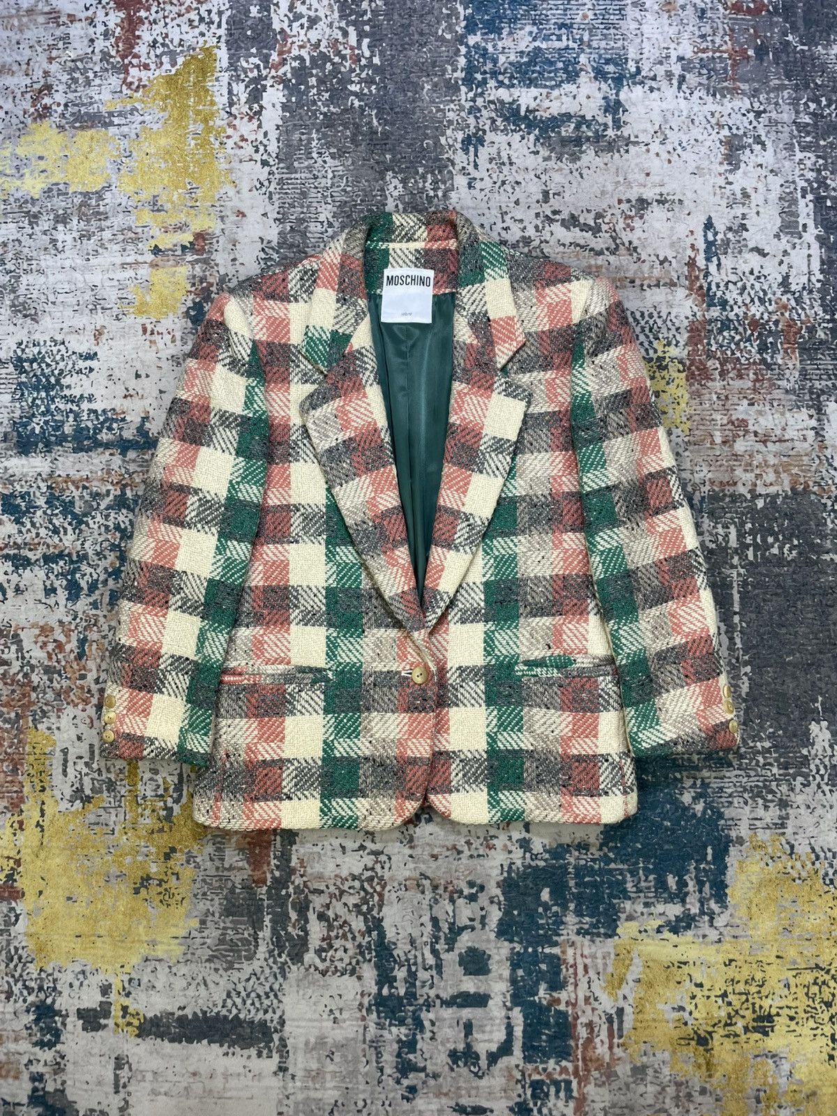 Moschino Moschino Multi Color Plaid Tweed Blazer Size M / US 6-8 / IT 42-44 - 2 Thumbnail