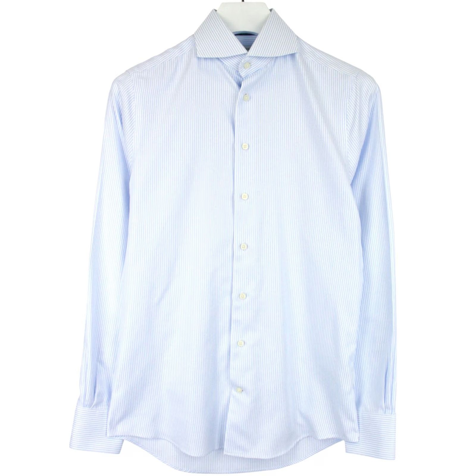 Suitsupply SUITSUPPLY Shirt Men's 37 / 14 1/2 Blue Pinstripe Extra Slim Fit Try On Formal Size 36R - 2 Thumbnail