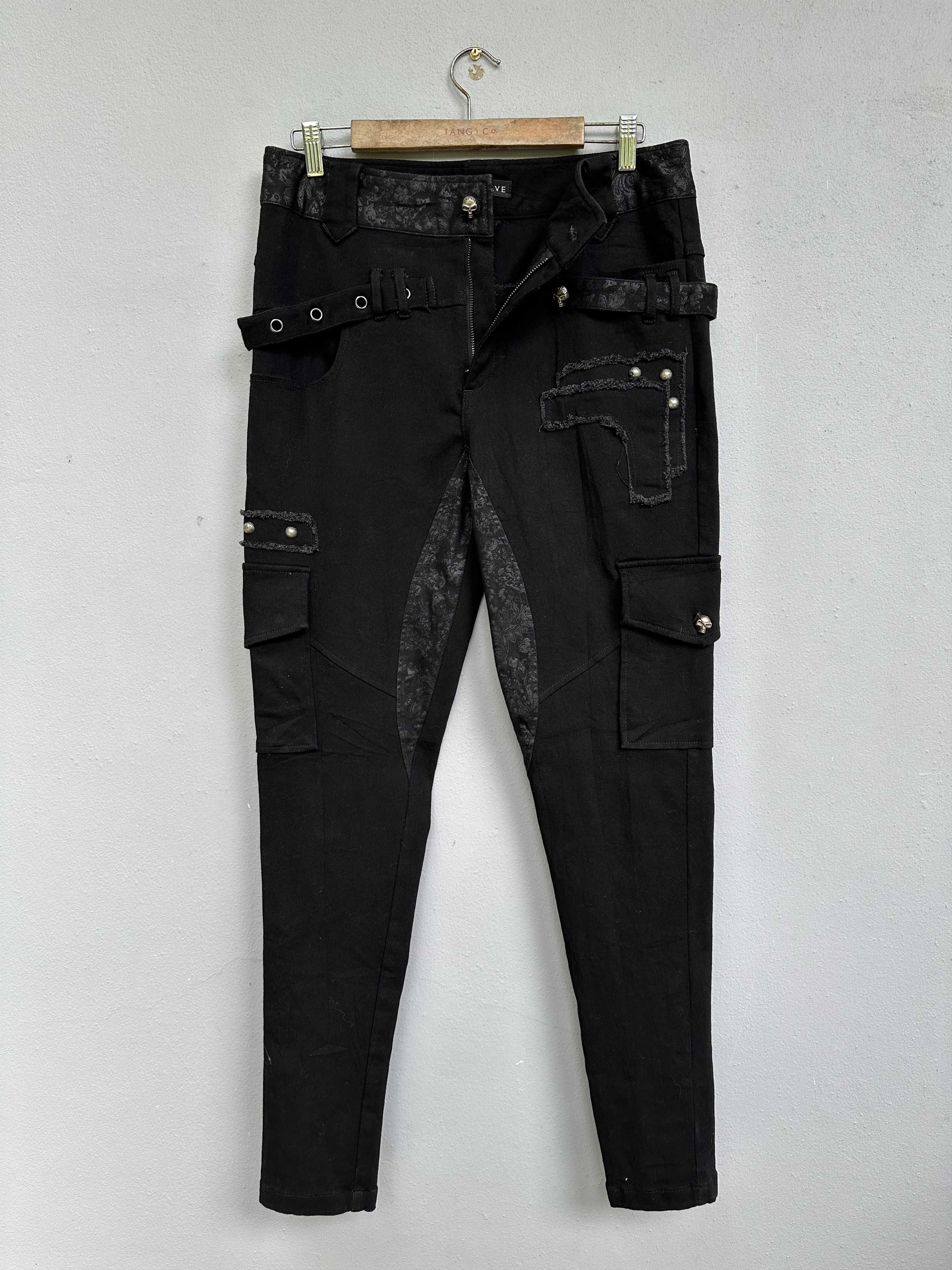 Japanese Brand Japanese Brand PUNKRAVE Skinny Elastic Cargo Pants Size US 32 / EU 48 - 3 Thumbnail