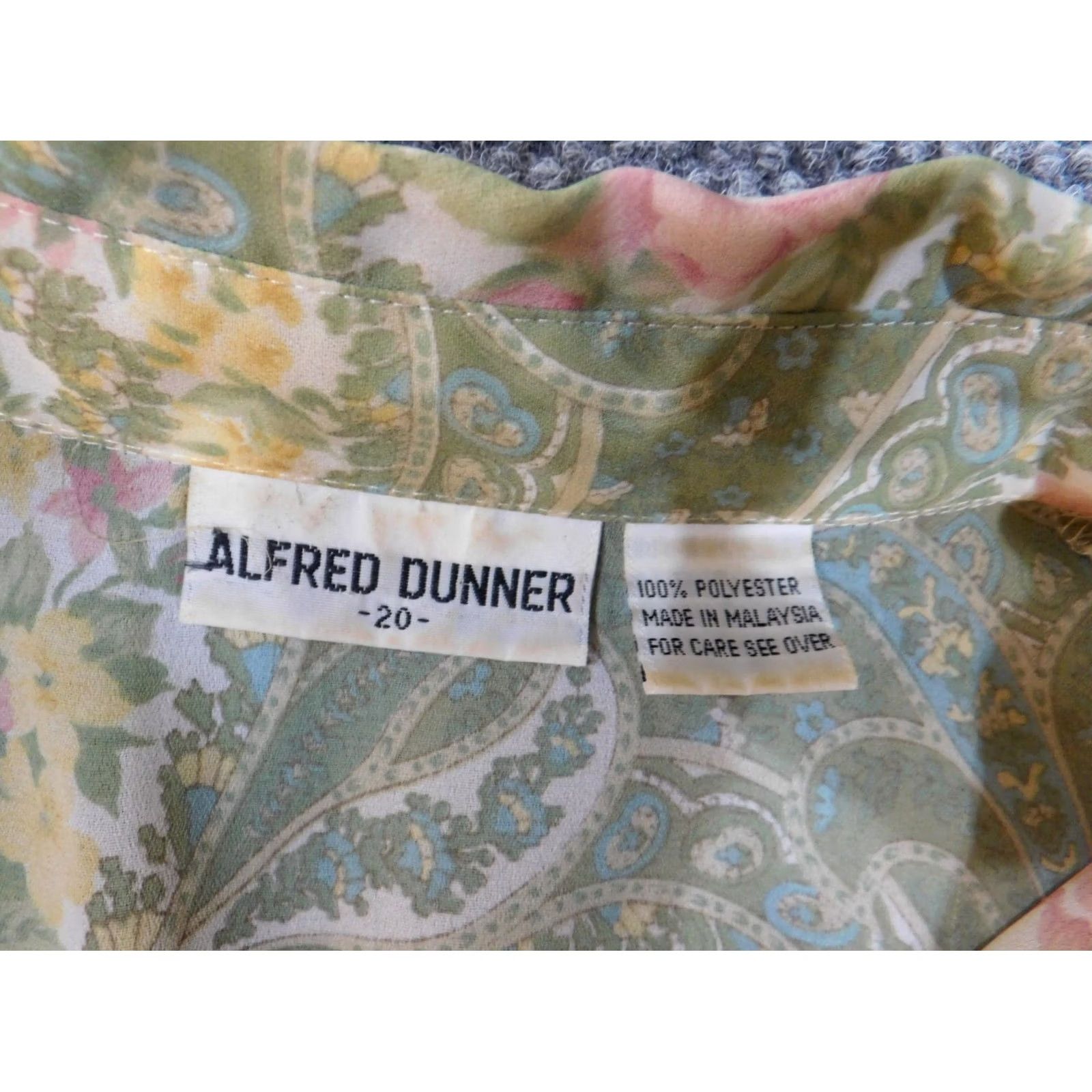 Vintage Alfred Dunner Blouse Womens Plus 20 Green Floral Geometric Short Sleeve Collared Pullover Polyester Woven Stretch Casual Shirt Size 3XL / US 20-22 - 4 Thumbnail