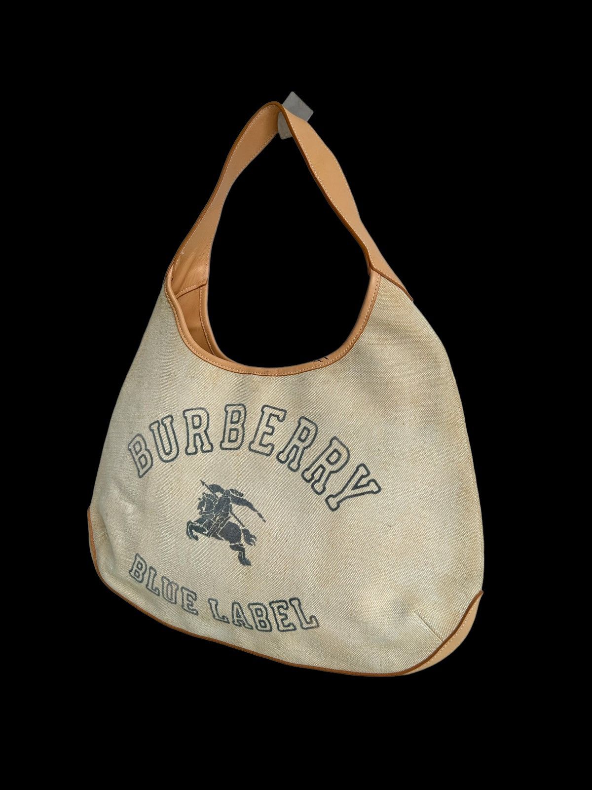 Auth. Burberry Blue Label Big Trademark Logo Large Hobo Bag Bags
