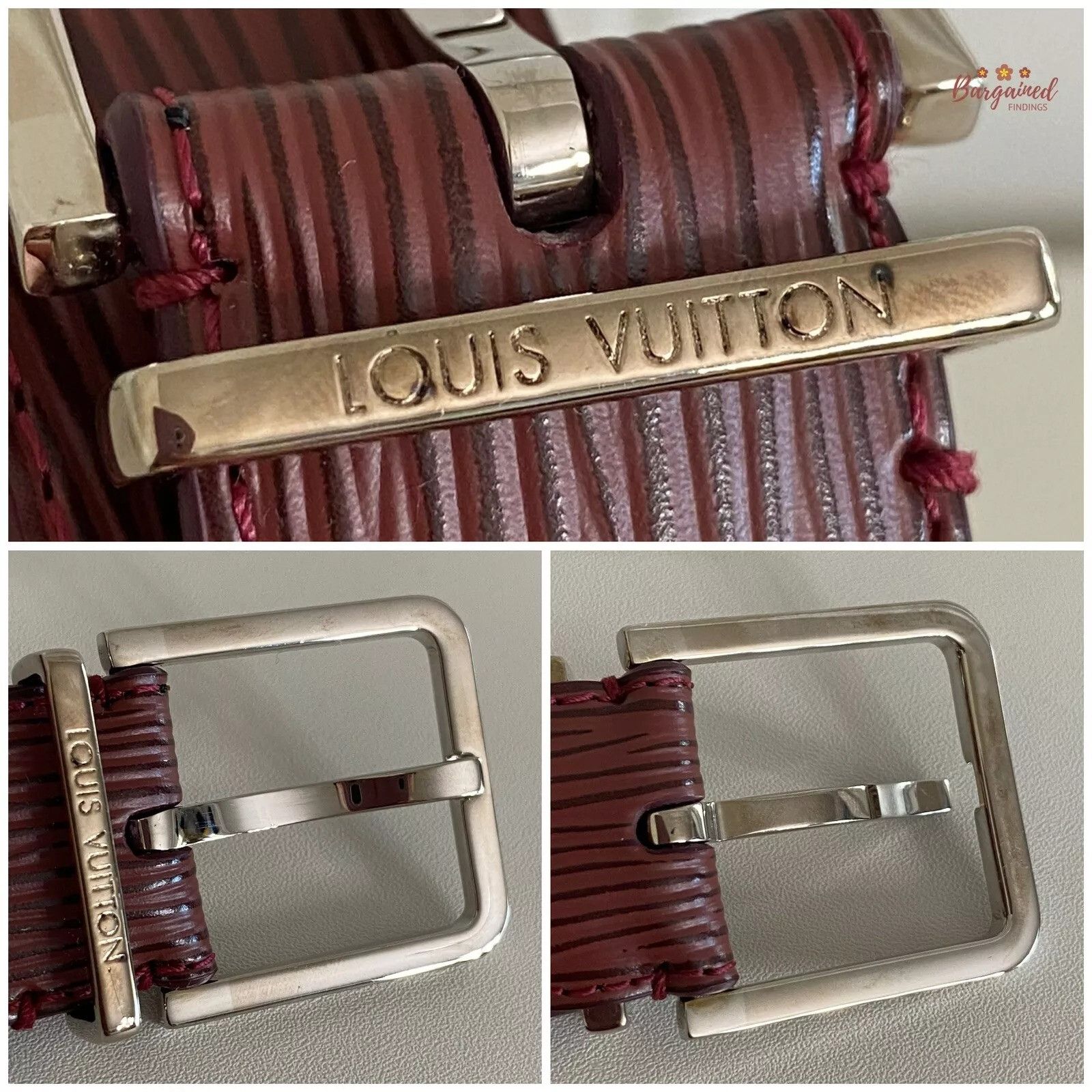 Louis Vuitton Louis Vuitton Epi Leather Silver Metal Square Buckle Belt Size 36 - 2 Thumbnail