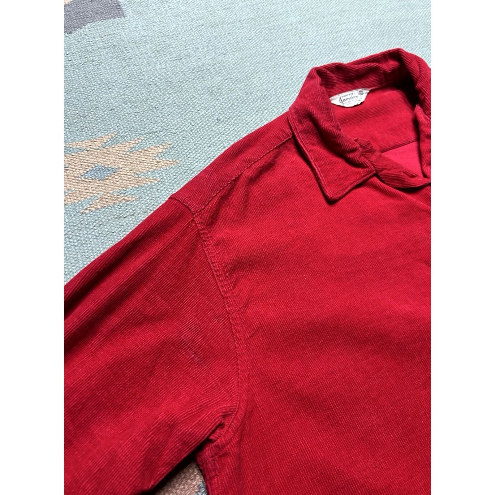Vintage VINTAGE Rockabilly 50s Button-Up Corduroy Shirt Long Sleeve Red Collared Large L Mens Size US L / EU 52-54 / 3 - 3 Thumbnail