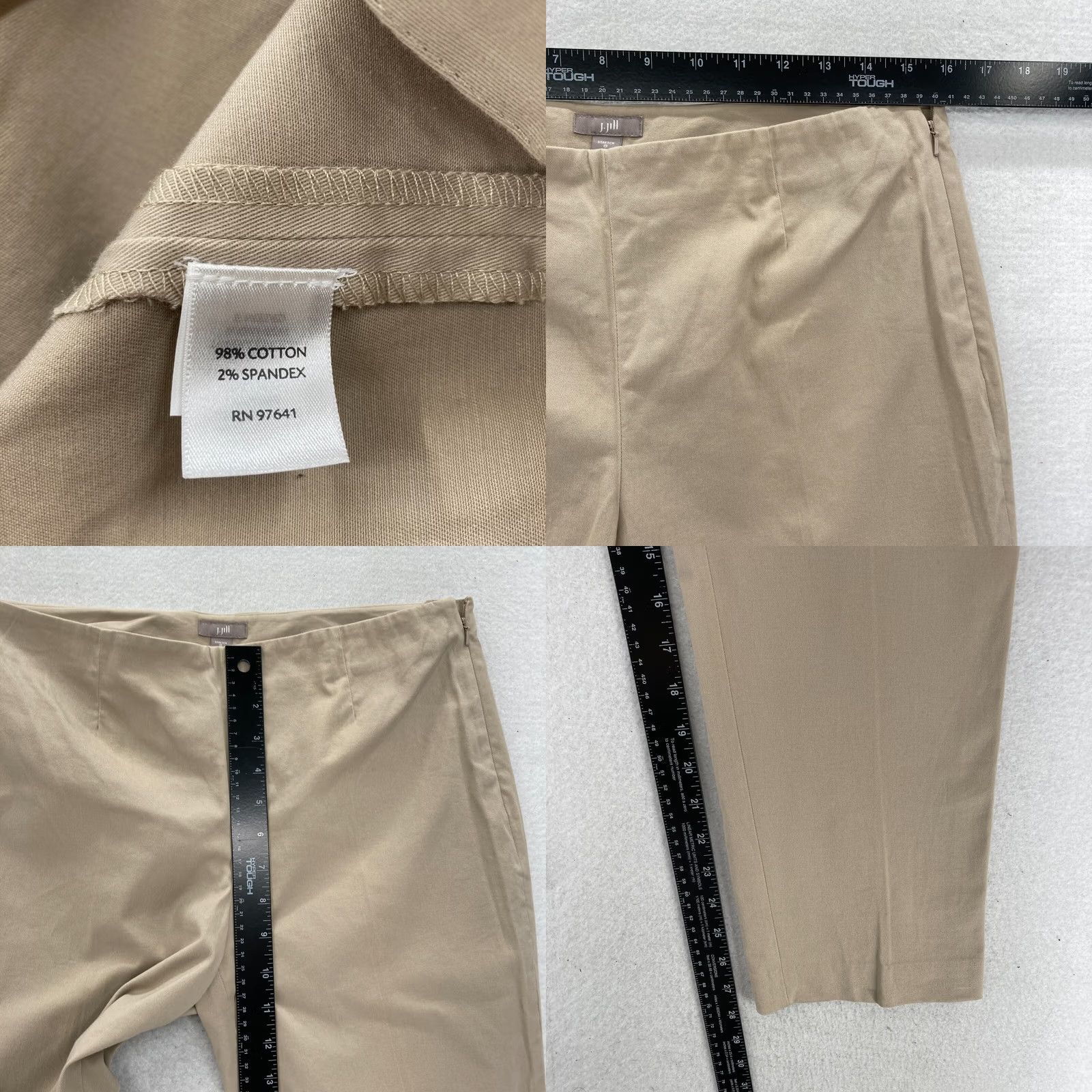 J. Jill J. Jill Ankle Pants Women's 8 Khaki Beige Stretch Fabric Side Zip Chino Low Rise Size 30" / US 8 / IT 44 - 8 Thumbnail