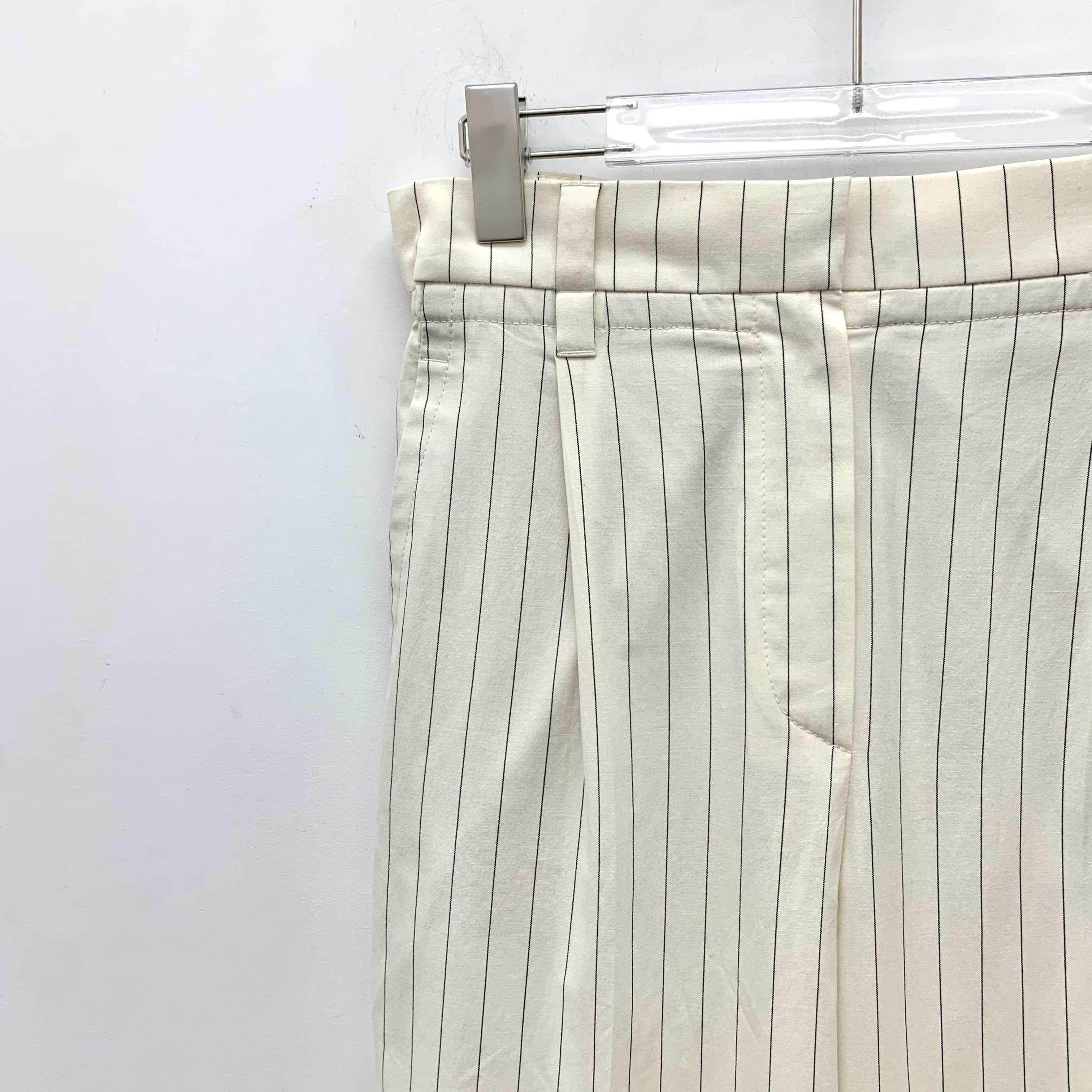 Brunello Cucinelli Brunello Cucinelli Striped Cotton Pants White (40) Size 27" / US 4 / IT 40 - 3 Thumbnail