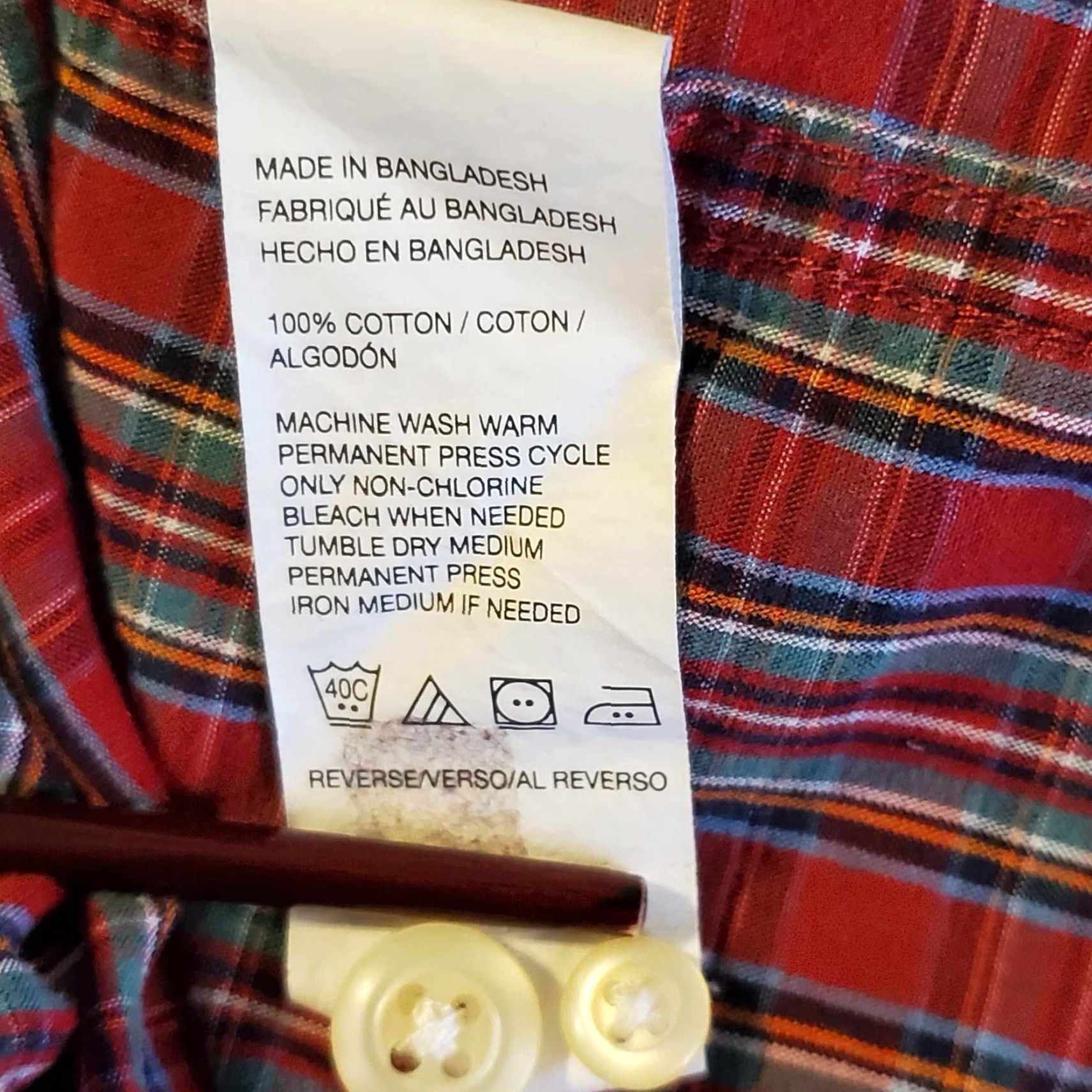Izod Izod Mens LT Heritage Tartan Long Sleeve Button-Down Shirt Red Plaid Size US L / EU 52-54 / 3 - 7 Thumbnail