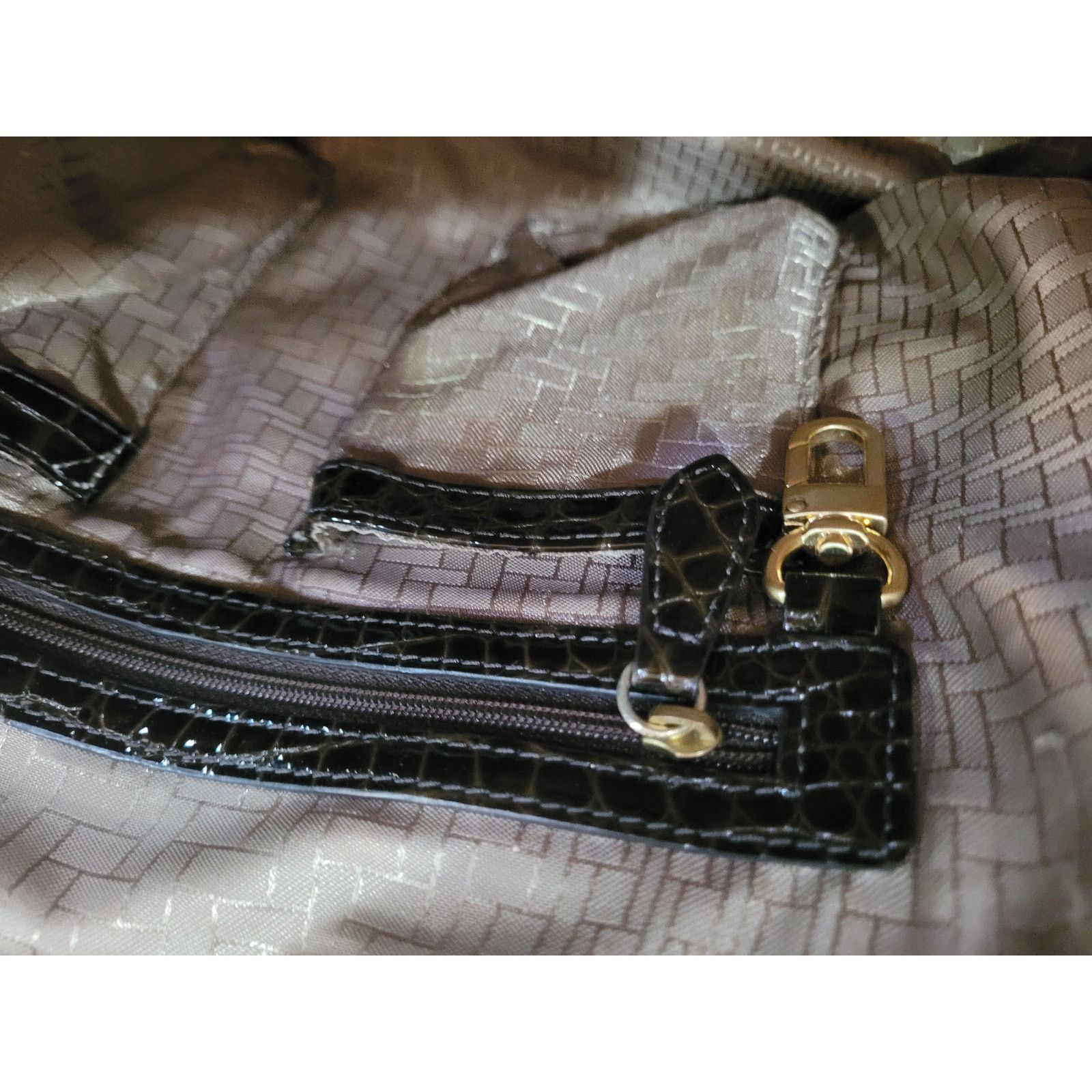 Cole Haan Cole Haan Blk Croc Embossed Leather Satchel/Briefcase Women Size ONE SIZE - 15 Thumbnail