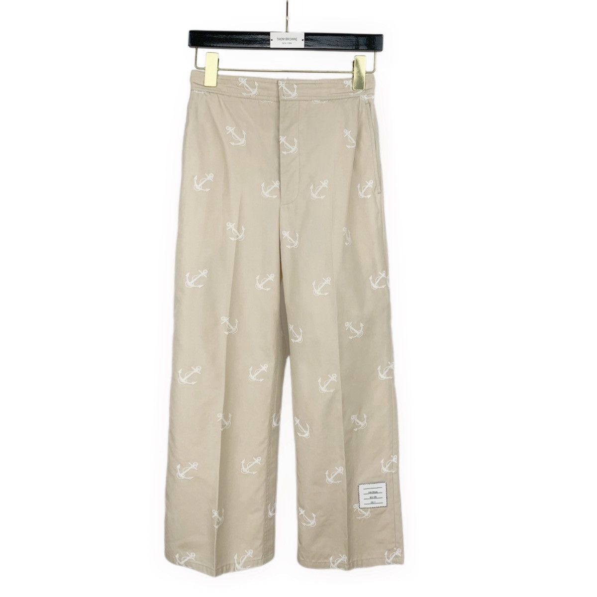 Thom Browne THOM BROWNE Beige Anchor Embroidered Casual Suit Pants K26WX Size 25" / US 0 / IT 36 - 1 Thumbnail