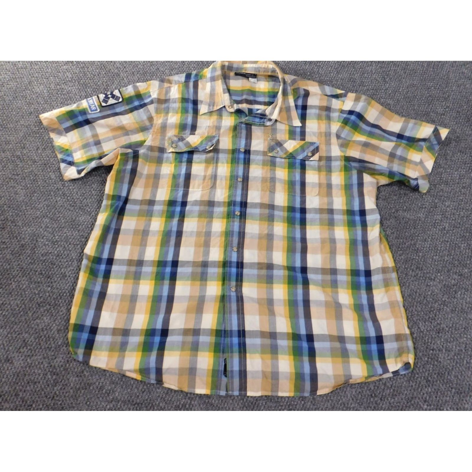 Rocawear Rocawear Shirt 3XL Mens Yellow Plaid Embroidered Button-Up Short Sleeve Retro Vintage Shirt Size US XXL / EU 58 / 5 - 4 Thumbnail