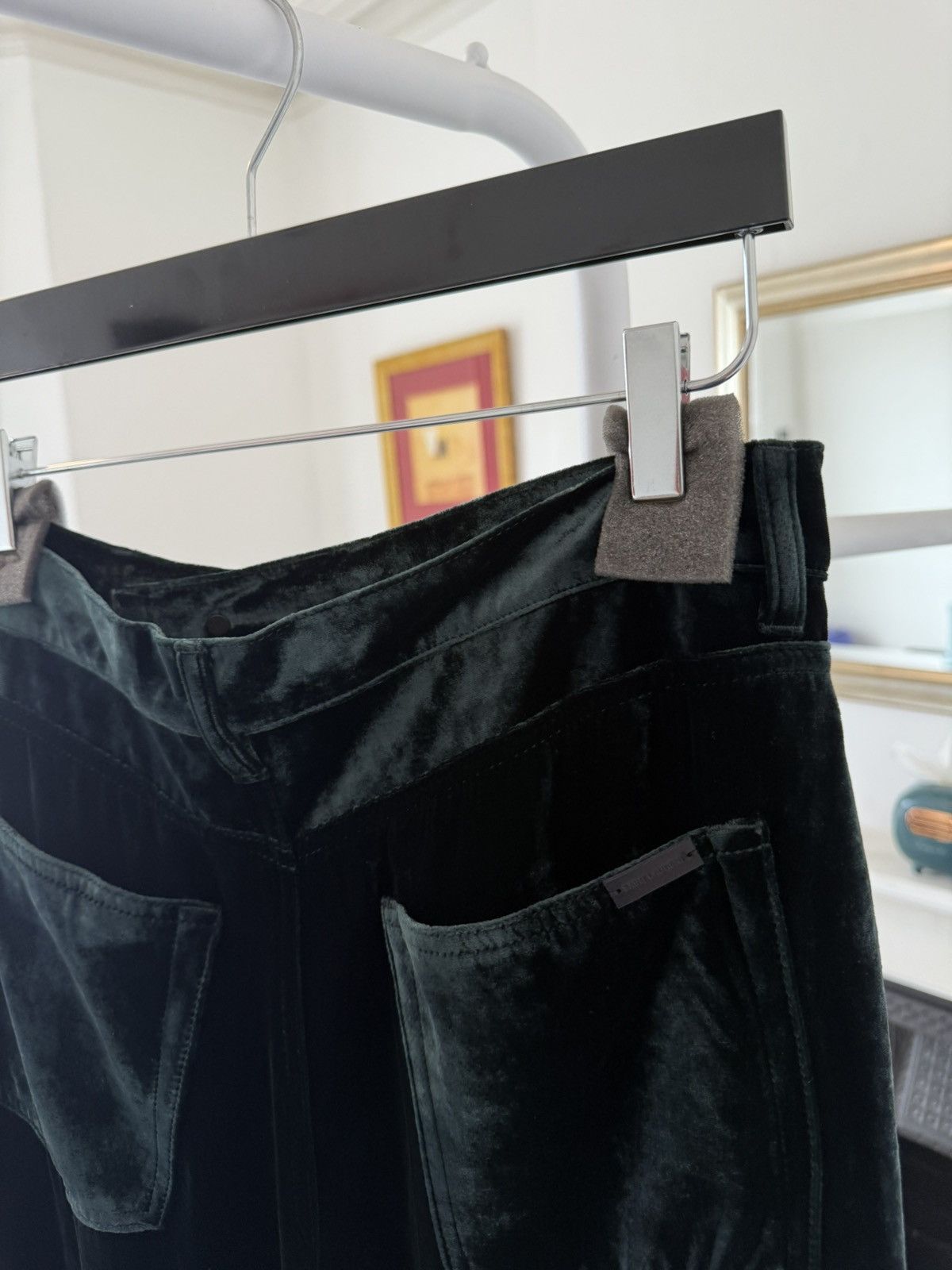 Saint Laurent Paris FW22' Saint Laurent Wide Leg Velvet Pants Green Size US 33 - 10 Thumbnail