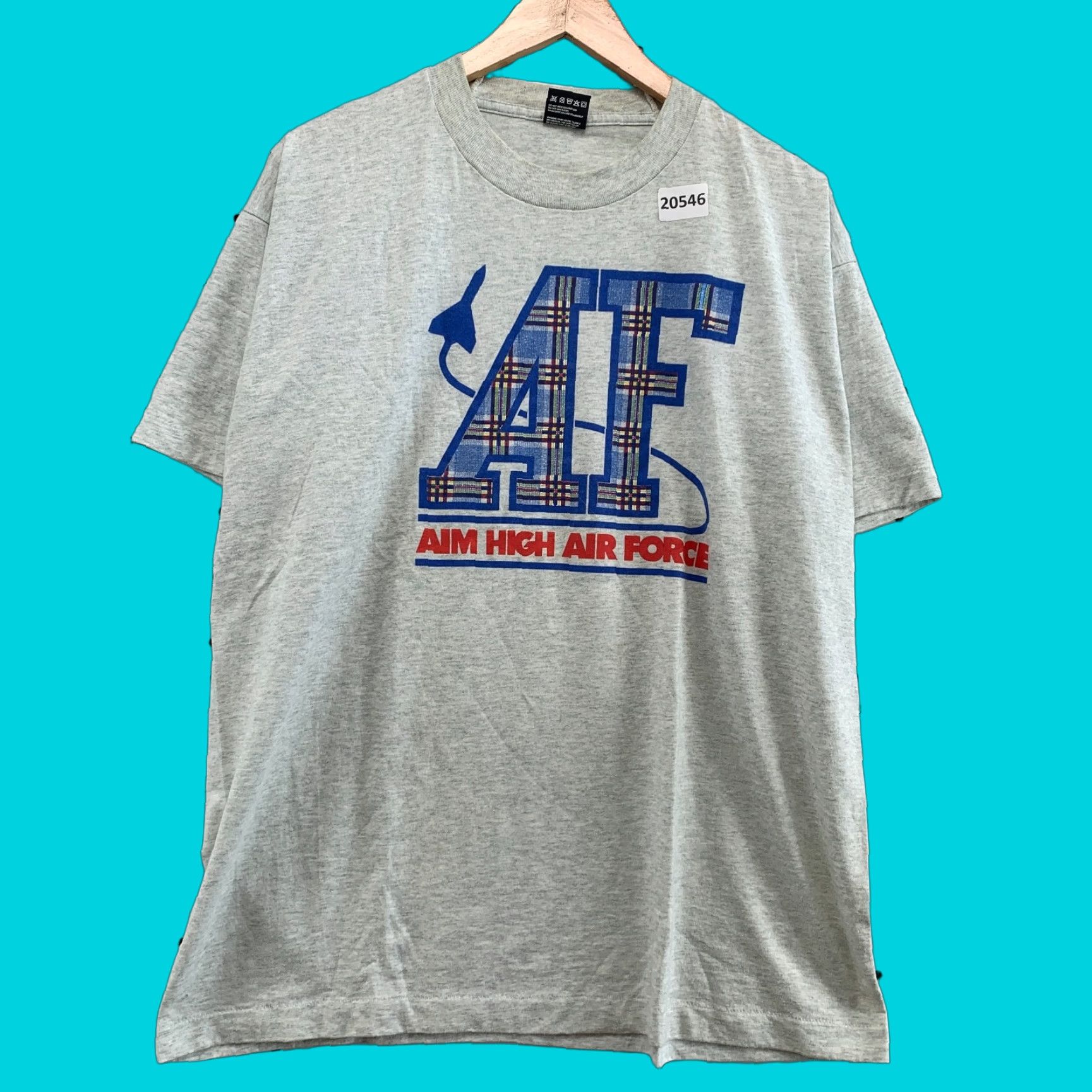 Fruit Of The Loom VINTAGE AIM High Air Force Shirt Gray Unisex Adults XL 23x30 90s Cotton Blend Fruit of the Loom T-Shirt Men XL Size US XL / EU 56 / 4 - 1 Thumbnail