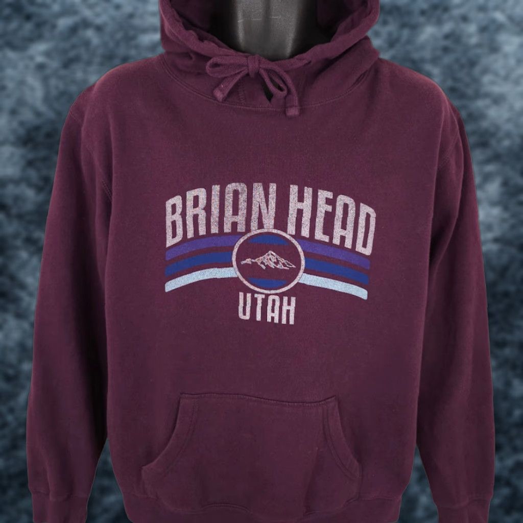 Vintage Ouray Brian Head Sweatshirt Hoodie Mens Large Maroon Red Destination Ski Utah Hoodie Mens L Red Ski Utah Ouray Size US L / EU 52-54 / 3 - 1 Thumbnail