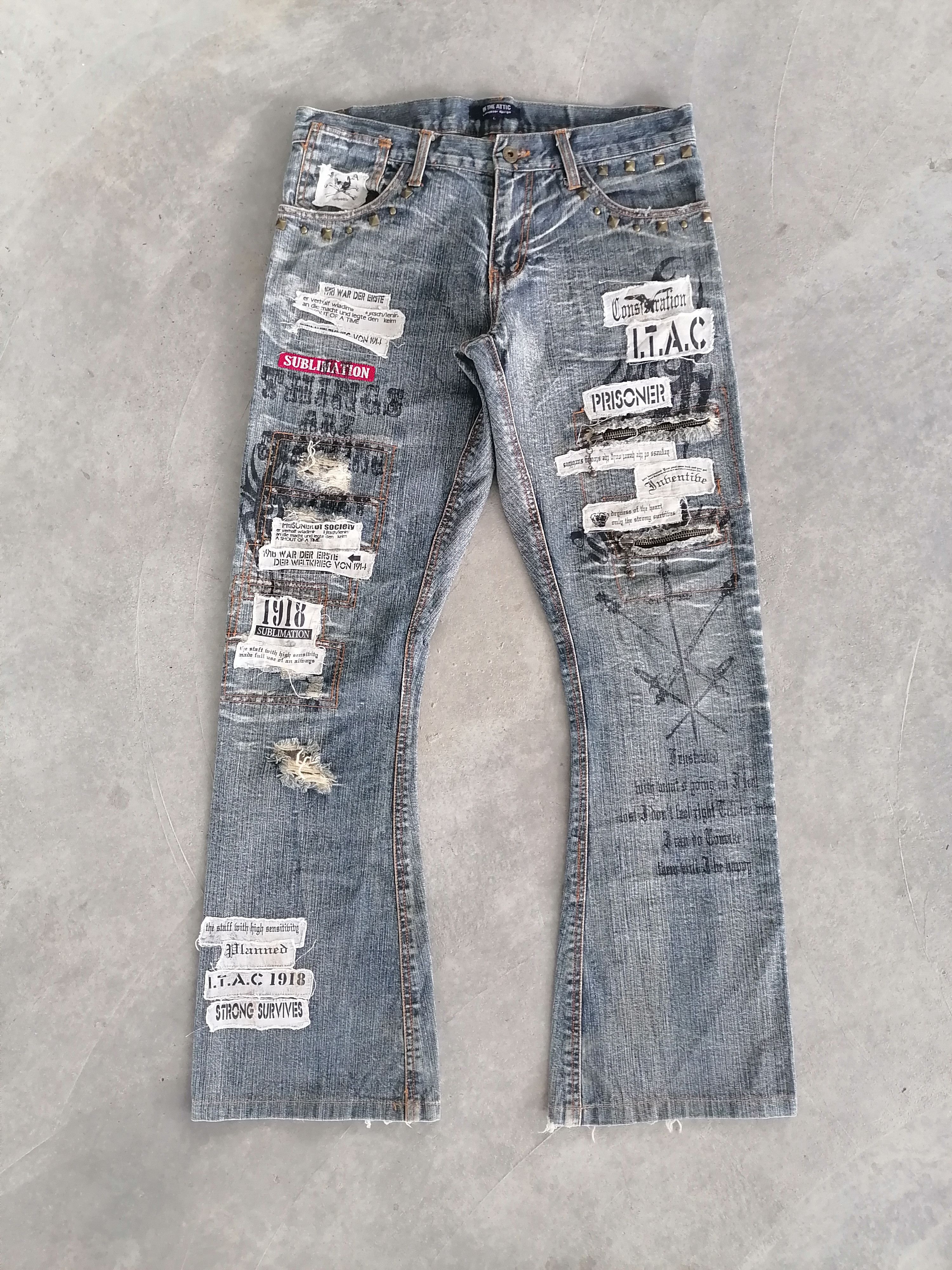 Seditionaries Flare Jeans In The Attic Gothic Erd Distressed Denim Pants Size US 31 - 2 Thumbnail