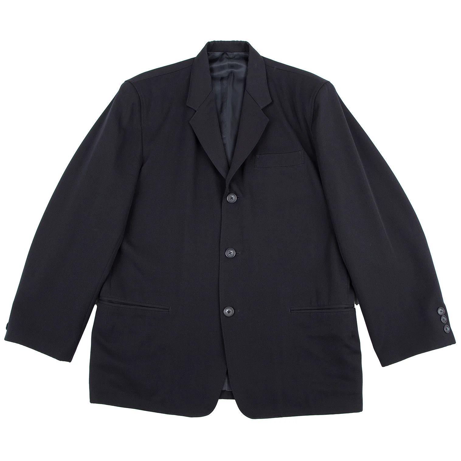 Yohji Yamamoto Yohji Yamamoto Wool Tailored Jacket Navy S Size US S / EU 44-46 / 1 - 1 Thumbnail