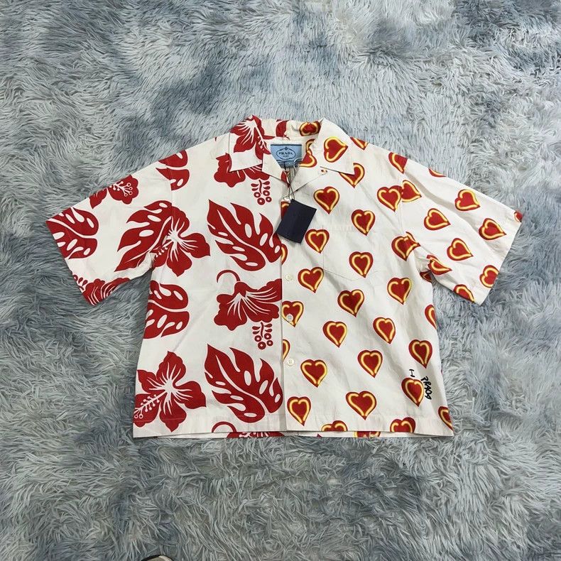 Prada Prada White Floral Heart Print Shirt - dmc Size US L / EU 52-54 / 3 - 1 Thumbnail