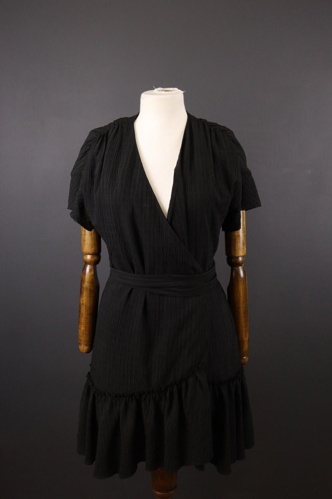 The Unbranded Brand AllSaints Black Short Sleeve Ruffle Dress Size UK 12 / US 8 Size XL / US 12-14 / IT 48-50 - 1 Thumbnail