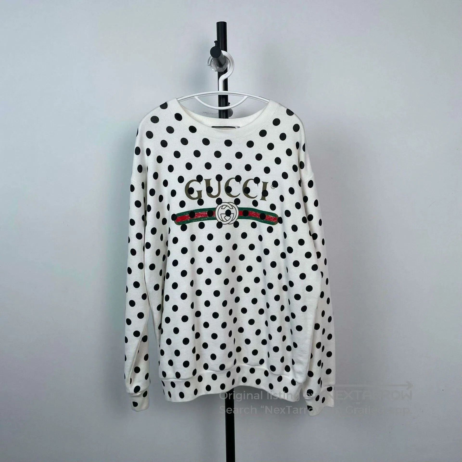 Gucci Gucci White Polka Dot Logo Sweatshirt S. Size S / US 4 / IT 40 - 1 Thumbnail
