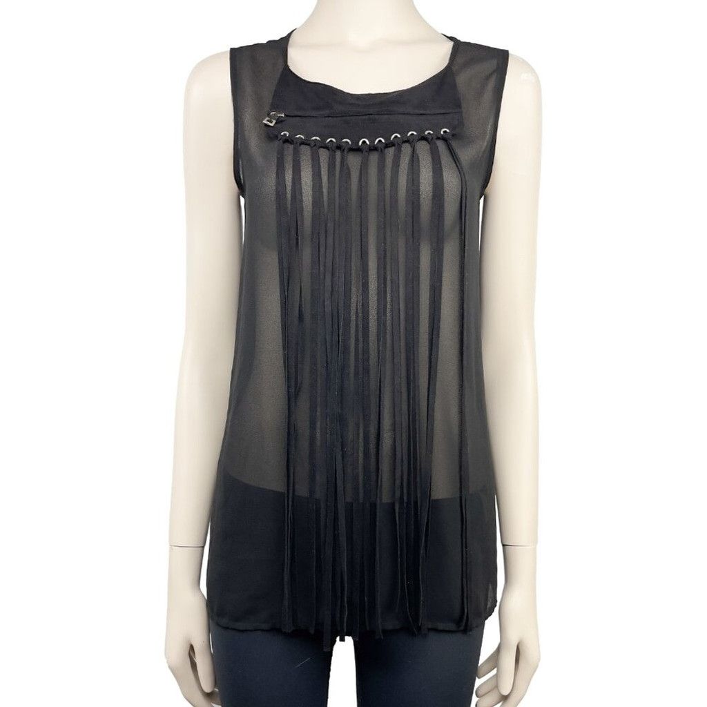 Rudsak RUDSAK Sheer Suede Gothic Rock Black Tank Top Blouse Size XS Size XS / US 0-2 / IT 36-38 - 1 Thumbnail