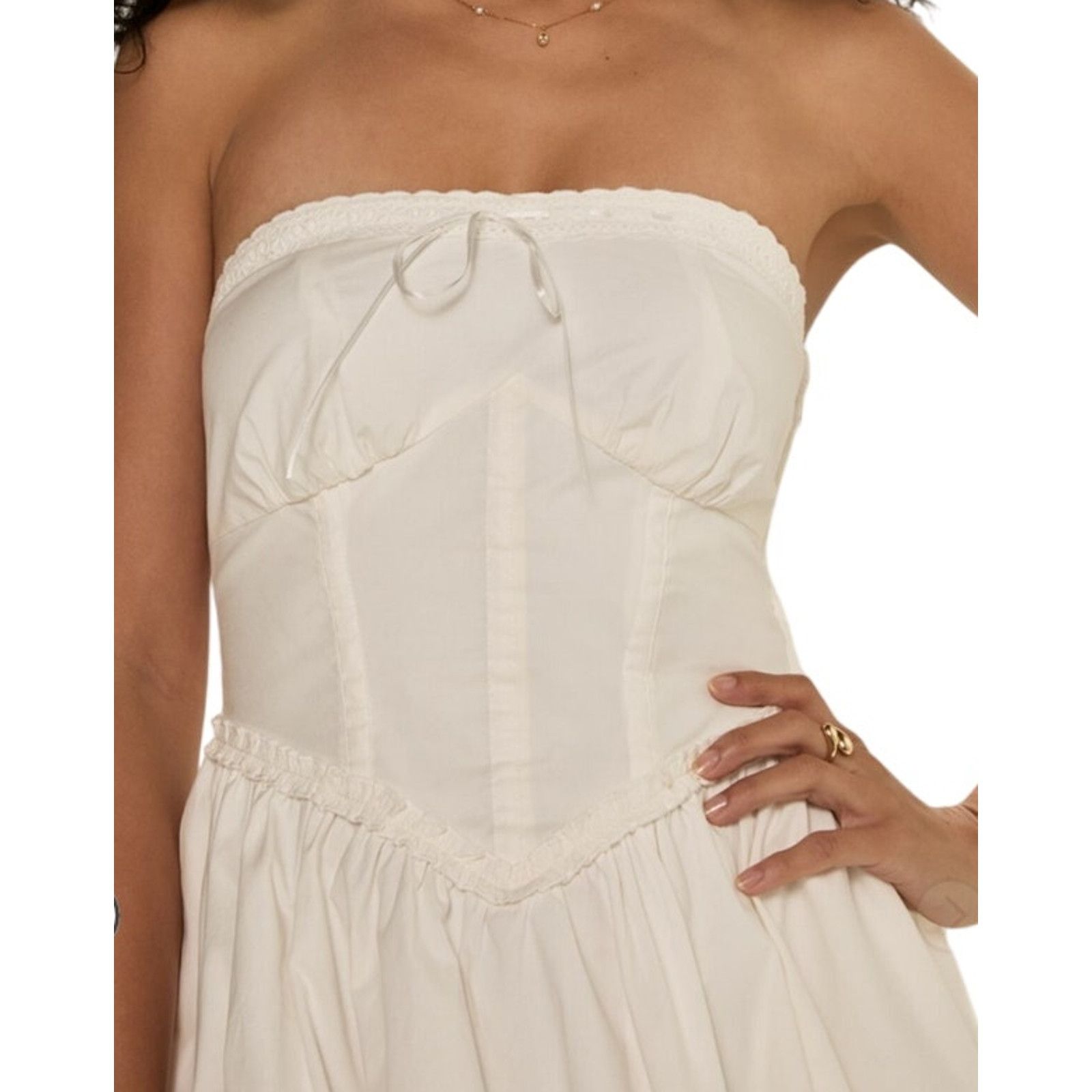 Other Francesca's White Strapless Corset Ruffle Hem Mini Dress Size L / US 10 / IT 46 - 3 Thumbnail