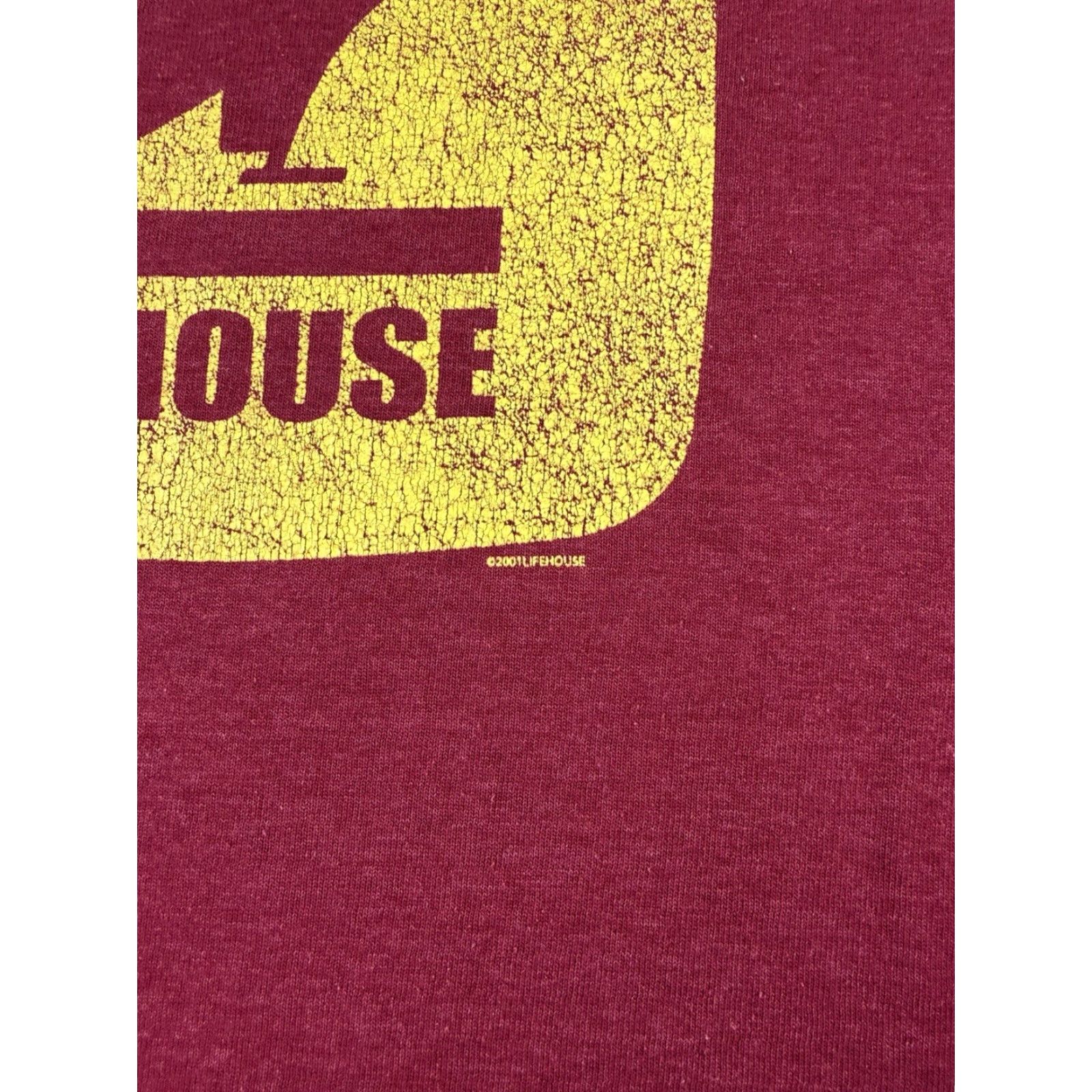 Fruit Of The Loom VINTAGE Fruit of the Loom Shirt Band T-Shirt Size L Men Burgundy 2001 Lifehouse Tour Concert Short Sleeve Crew Neck 2020s Size US L / EU 52-54 / 3 - 3 Thumbnail