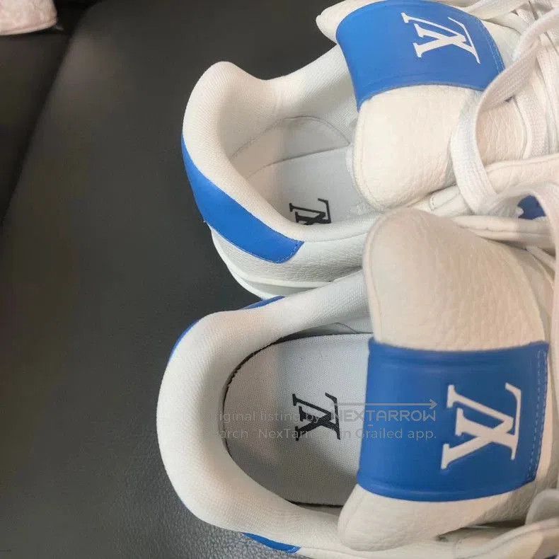 Louis Vuitton LV Leather Lowtop Sneakers White Blue. Size US 10 / EU 43 - 8 Thumbnail