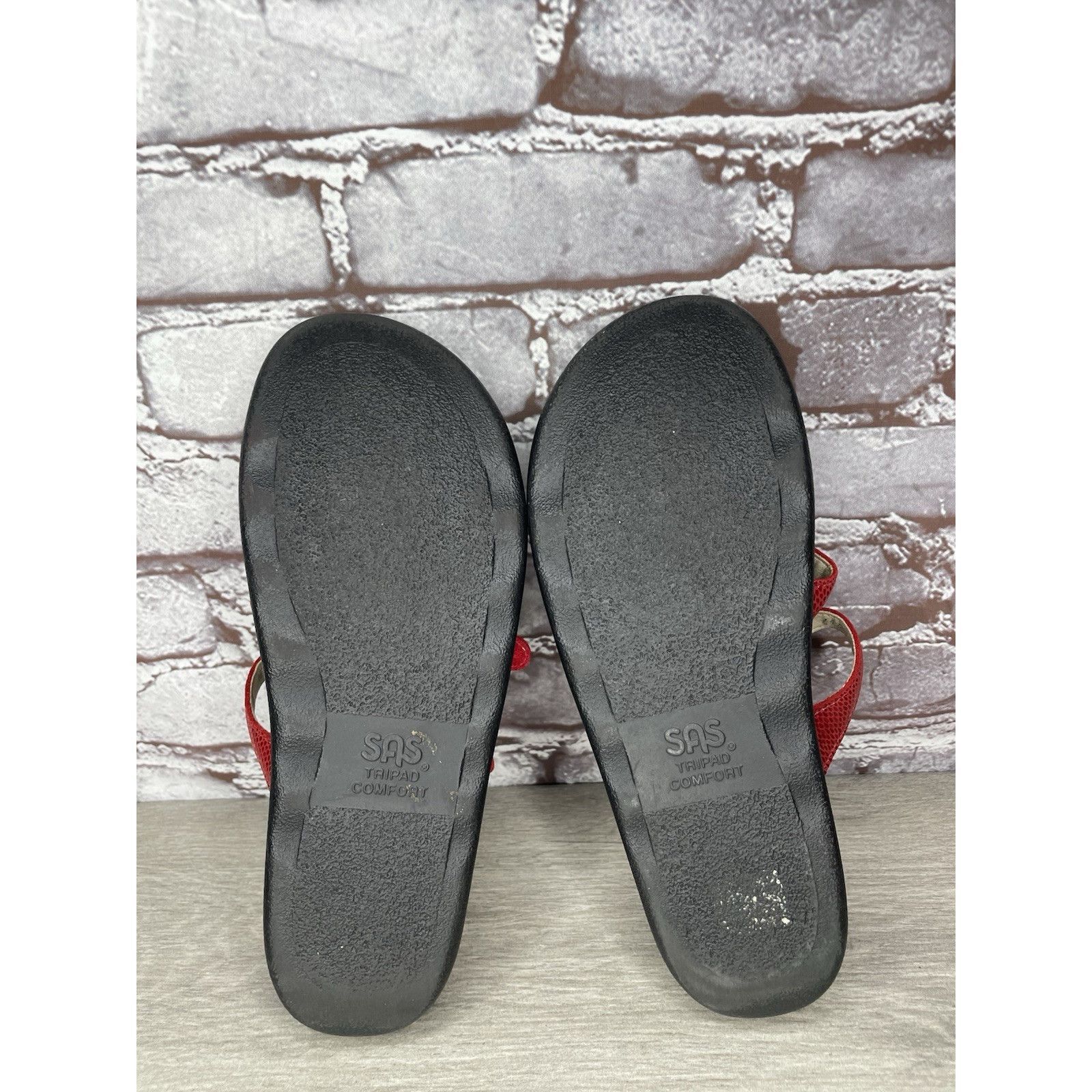 Other SAS Naples Red Leather Snakeskin Embossed 3 Strap Sandals Wo Size US 9.5 / IT 39.5 - 7 Thumbnail