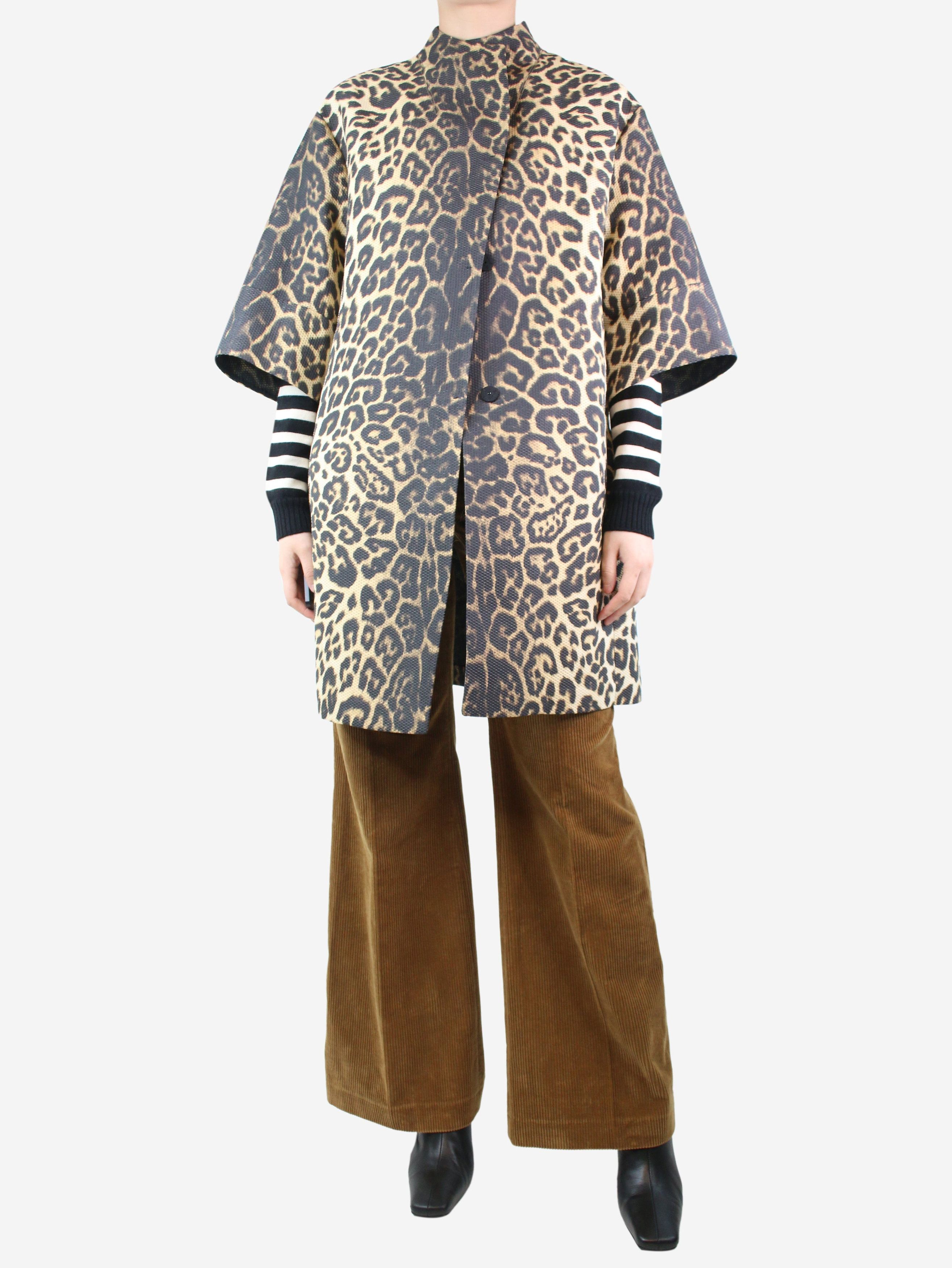 image of Ermanno Scervino Neutral Leopard Print Coat - Size Uk 10, Women's