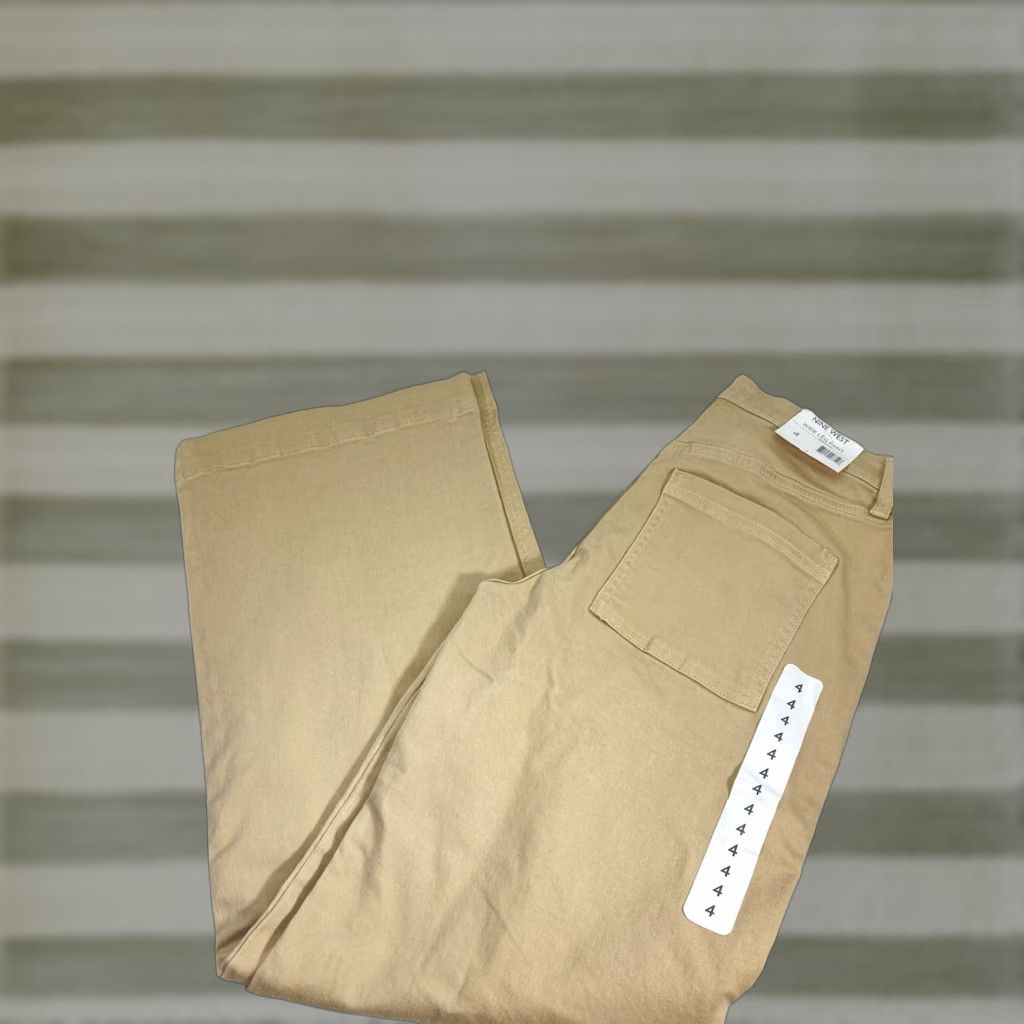 Nine West Nine West Wide Leg Pants Women Sz 4 30X32 Beige Khaki Stretch Cotton Blend NWT Size 27" / US 4 / IT 40 - 1 Thumbnail