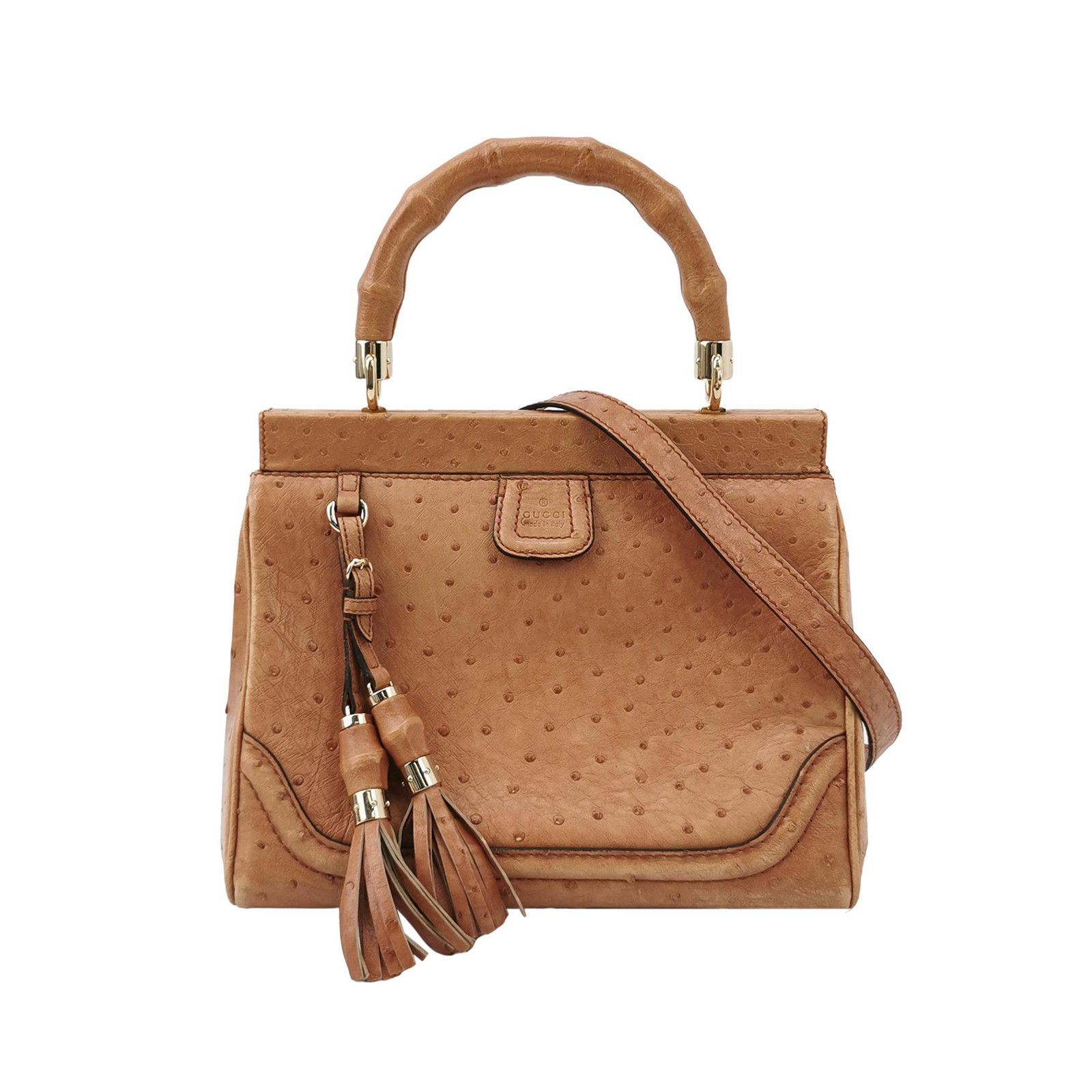 Gucci Gucci Ostrich Leather Bamboo Handle Bag Size ONE SIZE - 1 Thumbnail