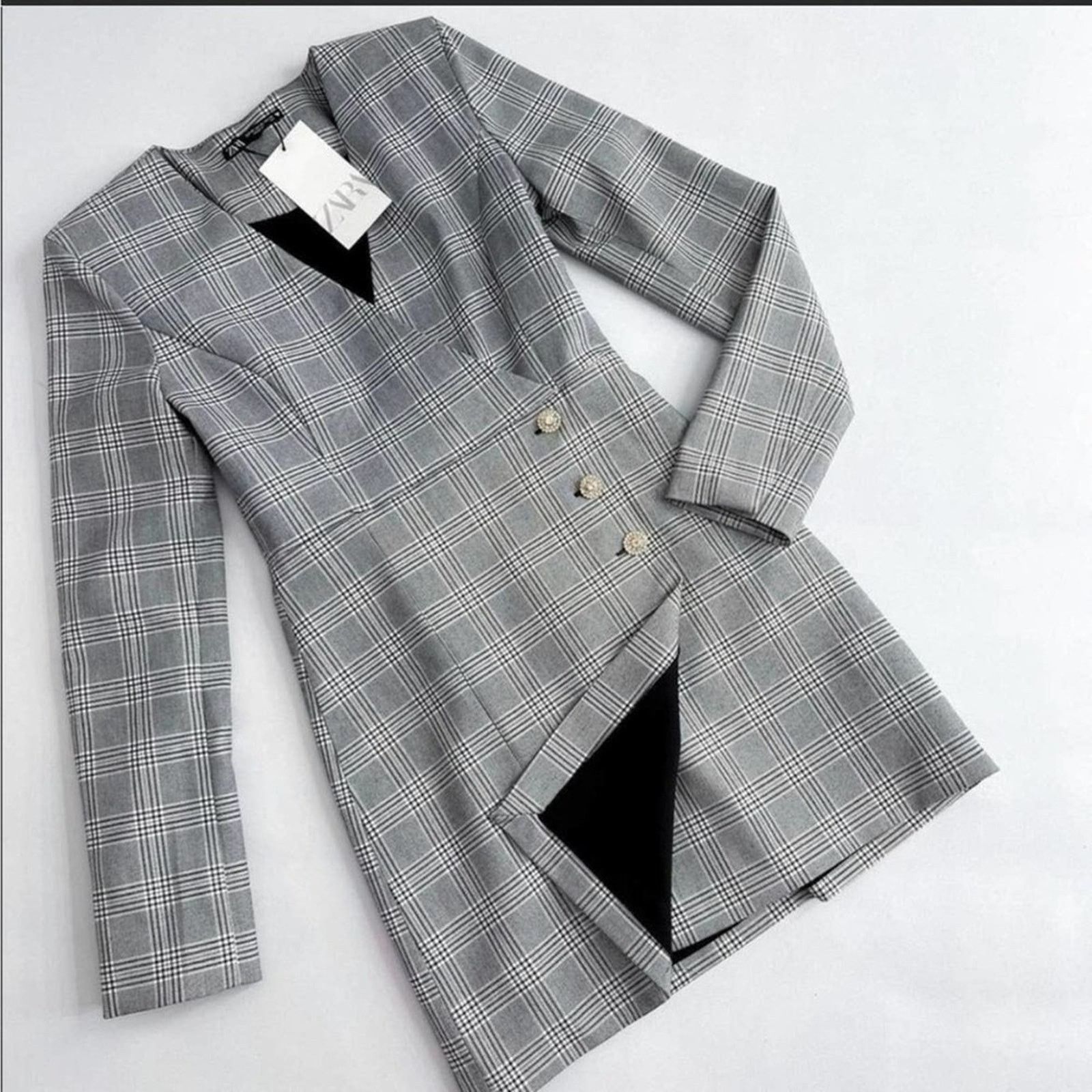 Zara ZARA BLOGGER FAVORITE PLAID BLAZER DRESS Size S / US 4 / IT 40 - 10 Thumbnail