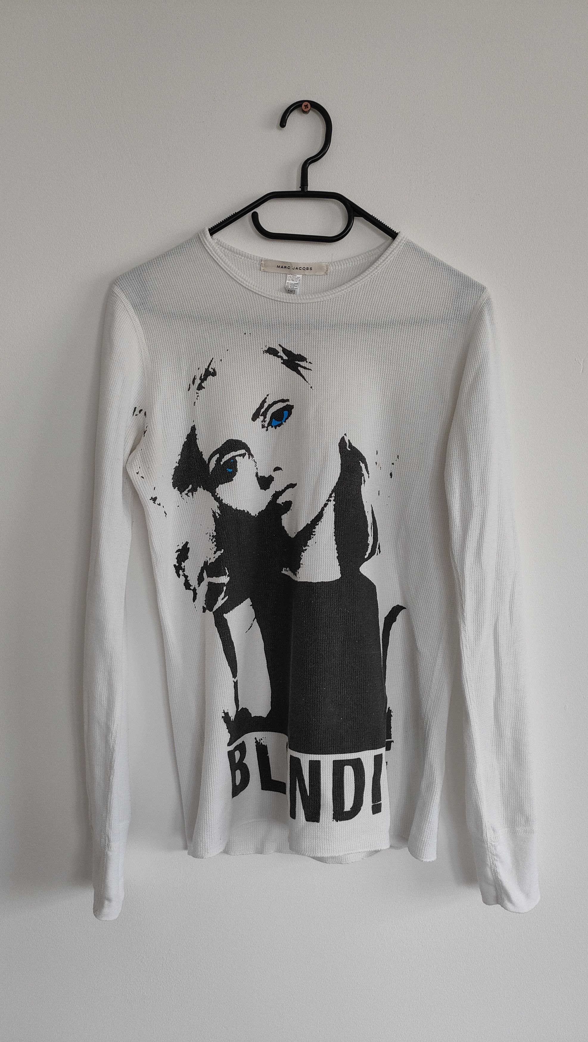 image of Archival Clothing x Band Tees Vintage Marc Jacobs X Blondie Textured Longsleeve in White (Size Smal