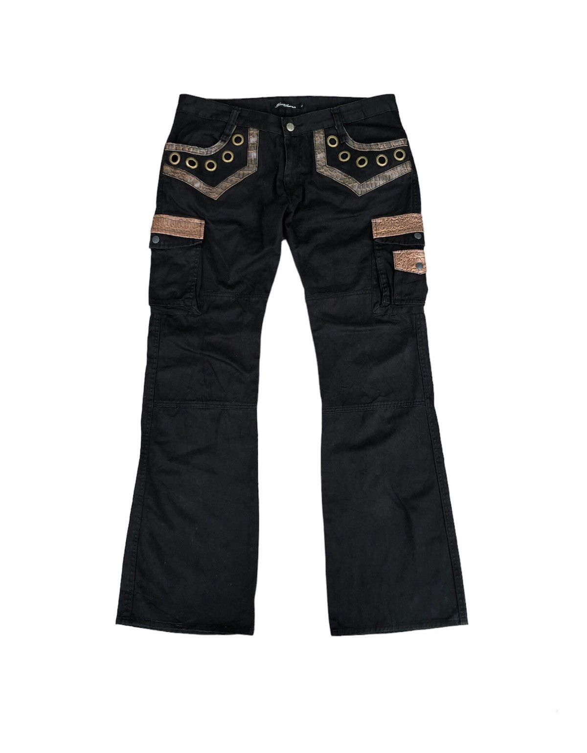 image of If Six Was Nine x Le Grande Bleu L G B Accept Offerroot Three Croc Bootcut Cargo Pants in Black (Si