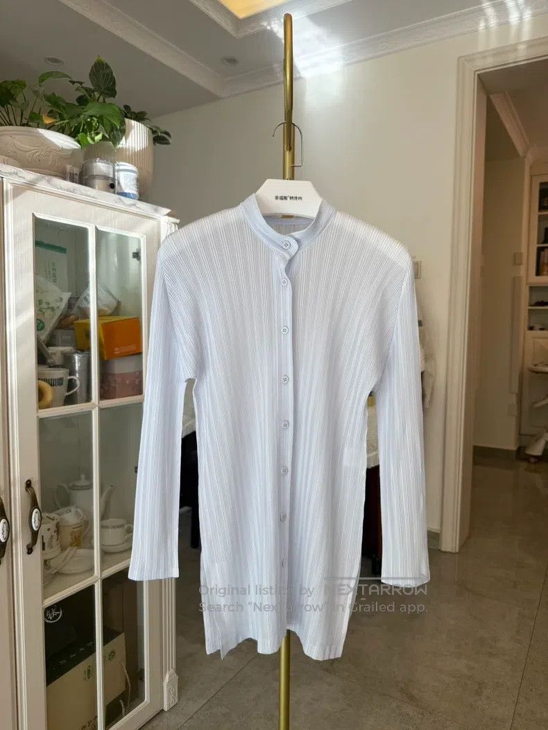 Issey Miyake Issey Miyake Light Blue Ribbed Cardigan Shirt Size L / US 10 / IT 46 - 1 Thumbnail