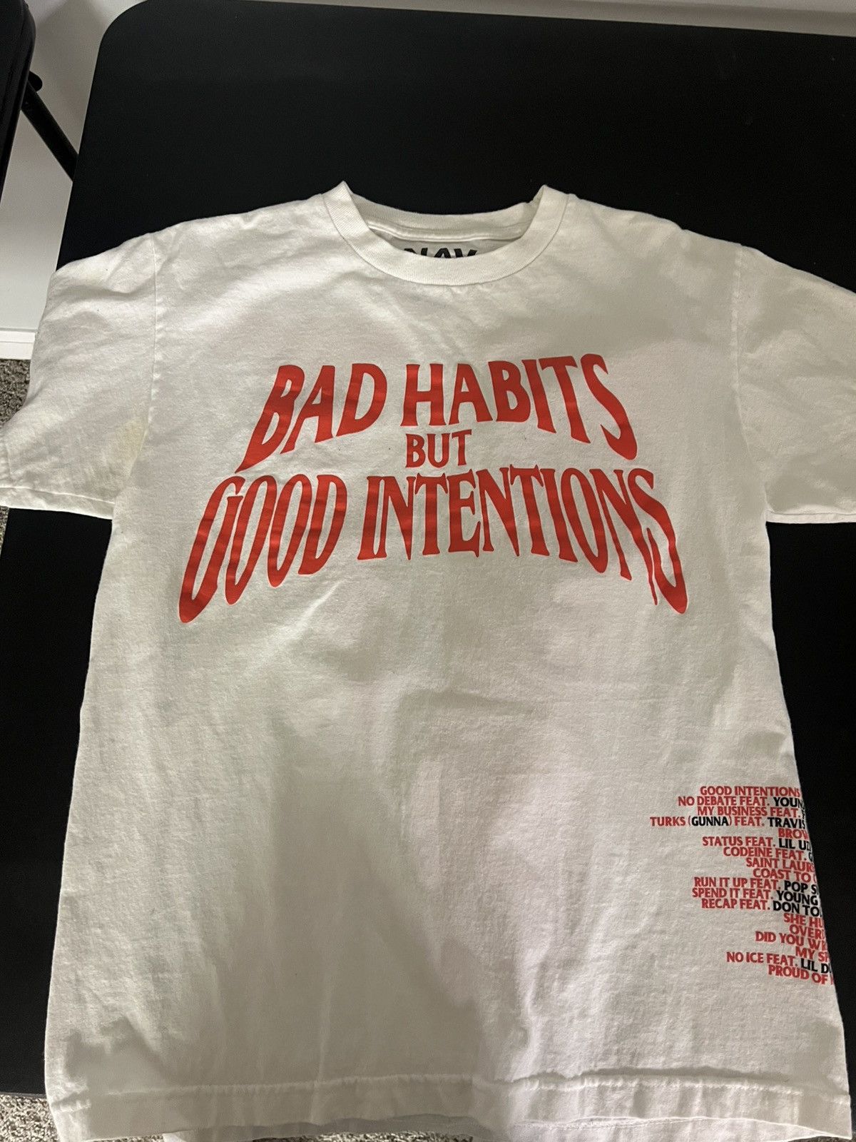NAV × Vlone × XO Vlone x Nav Bad Habits but Good Intentions T-Shirt Size US M / EU 48-50 / 2 - 1 Thumbnail