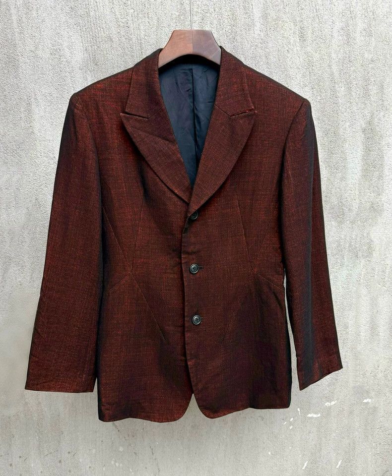 Yohji Yamamoto Yohji Yamamoto Yohji Yamamoto Men's Dark Red Suit Jacket Size US M / EU 48-50 / 2 - 1 Thumbnail