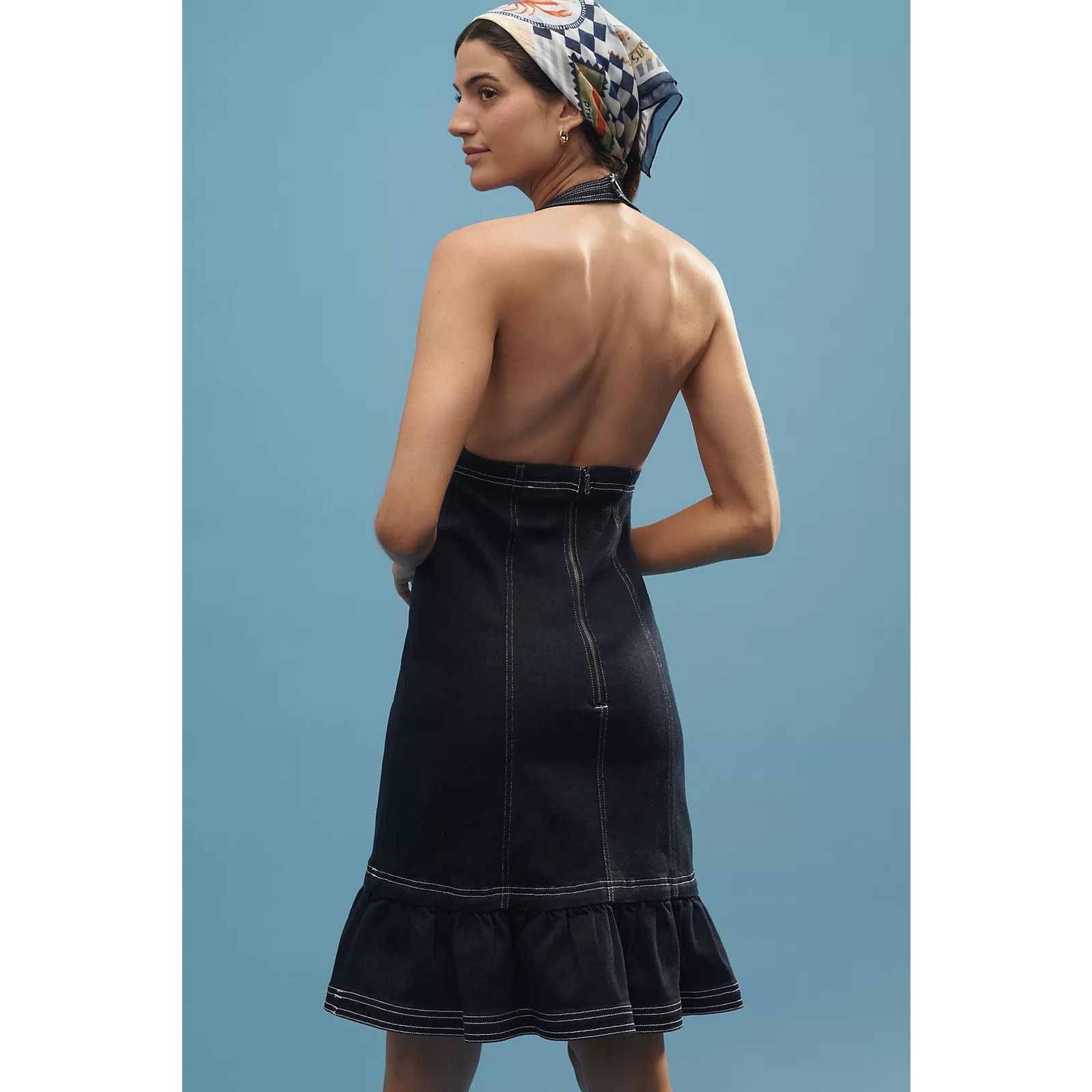 Anthropologie NWT Pilcro Halter Deep-V Seamed Open-Back Mini Dress $158 XL Size XL / US 12-14 / IT 48-50 - 3 Thumbnail