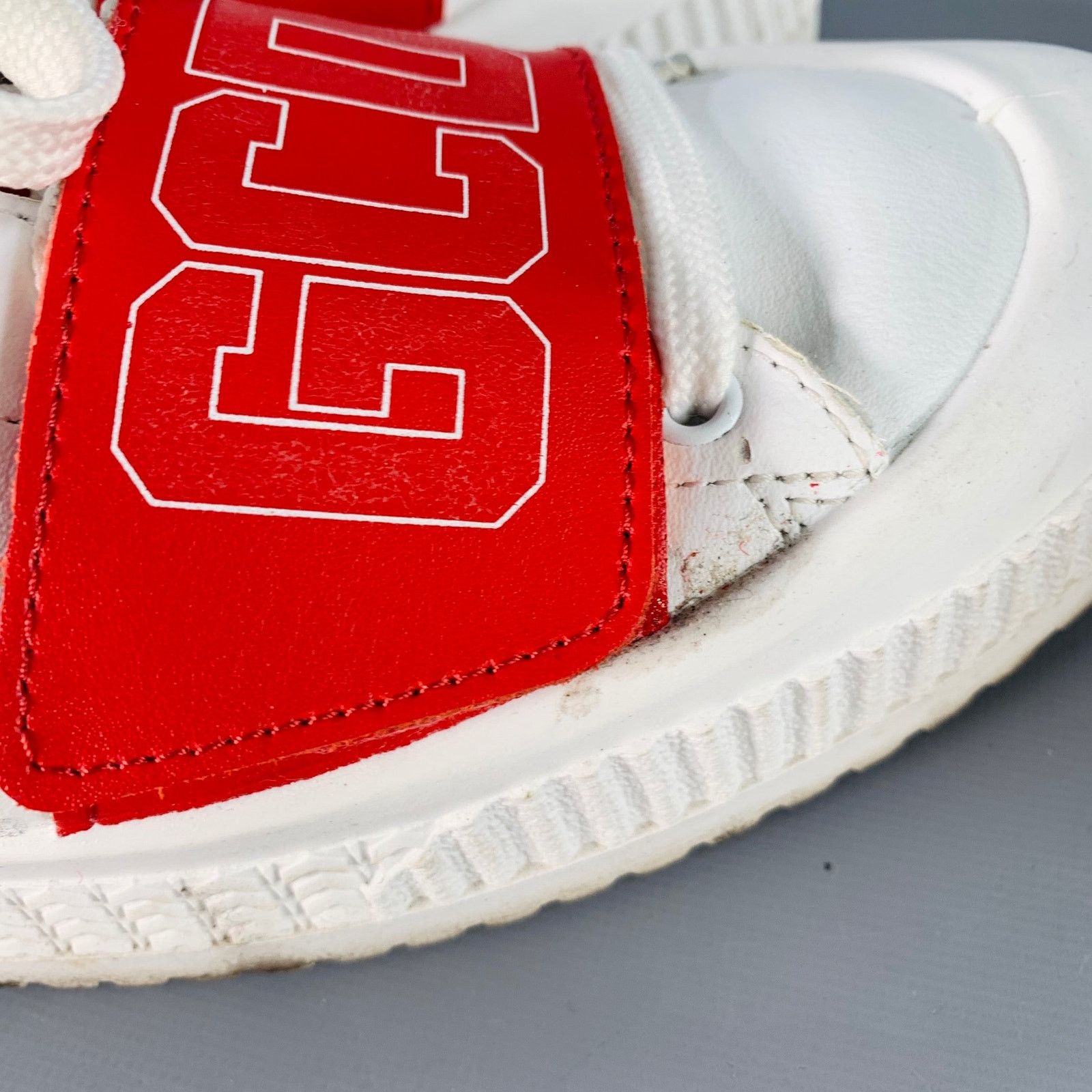 GCDS White Red Black Leather Logo Low Top Platform Sneakers Size US 9 / EU 42 - 9 Thumbnail