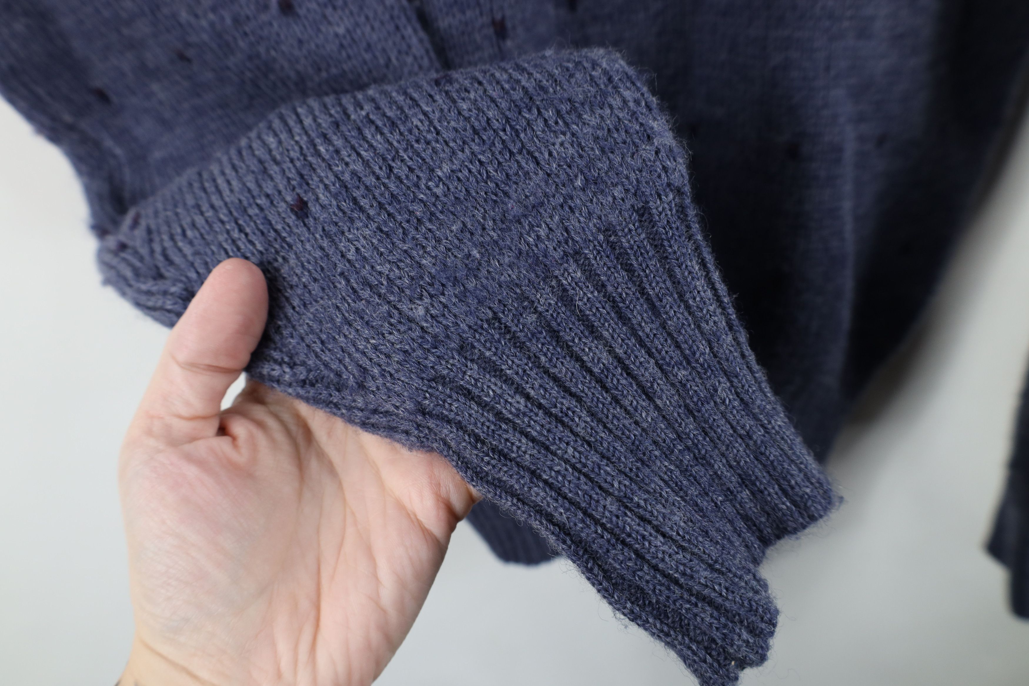 Vintage Vintage 90s Streetwear Wool Ribbed Knit Shawl Sweater Blue Size US M / EU 48-50 / 2 - 5 Thumbnail