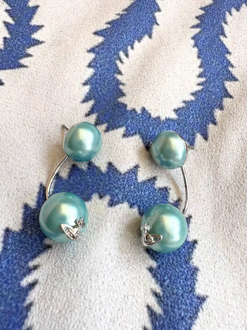 Vivienne Westwood Vivienne Westwood Teal Pearl Stud Earrings Size ONE SIZE - 2 Thumbnail