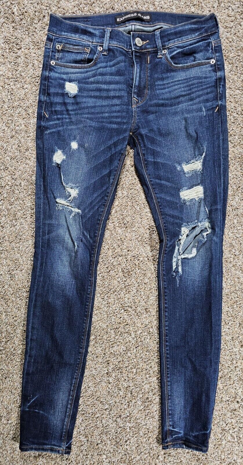 Express Express jeans legging midrise 4R Distressed destroyed Size 27" / US 4 / IT 40 - 1 Thumbnail