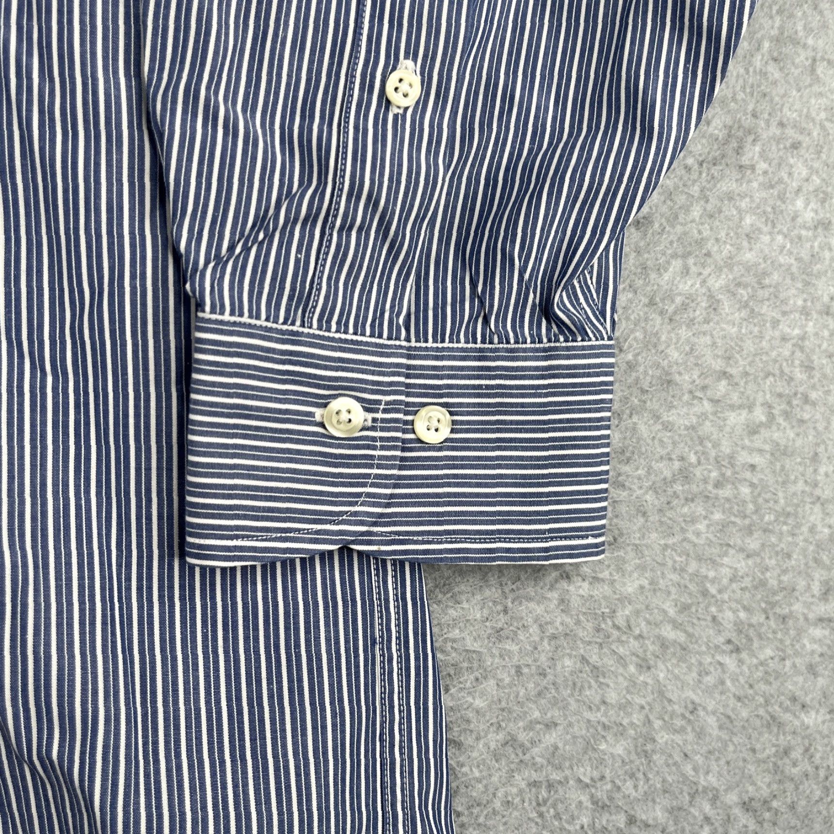 Brooks Brothers Brooks Brothers Dress Shirt 17 Blue Striped Cotton Button-Down Long Sleeve Non-Iron Classic, Regular Fit, Button Up Shirt, Men Size US XL / EU 56 / 4 - 2 Thumbnail