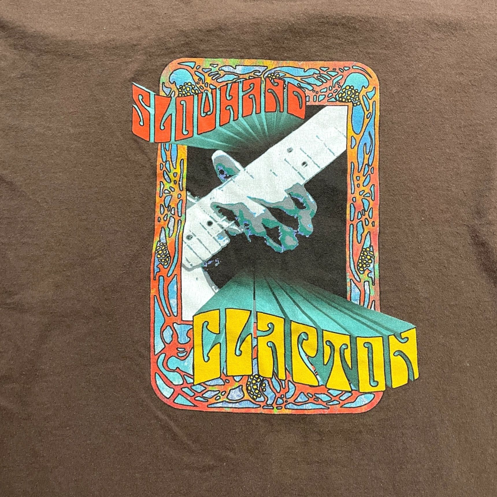 Fruit Of The Loom VINTAGE Fruit of the Loom Eric Clapton Slowhand T-Shirt Womens Medium Brown Music 60s Graphic Print Casual Size M / US 6-8 / IT 42-44 - 3 Thumbnail